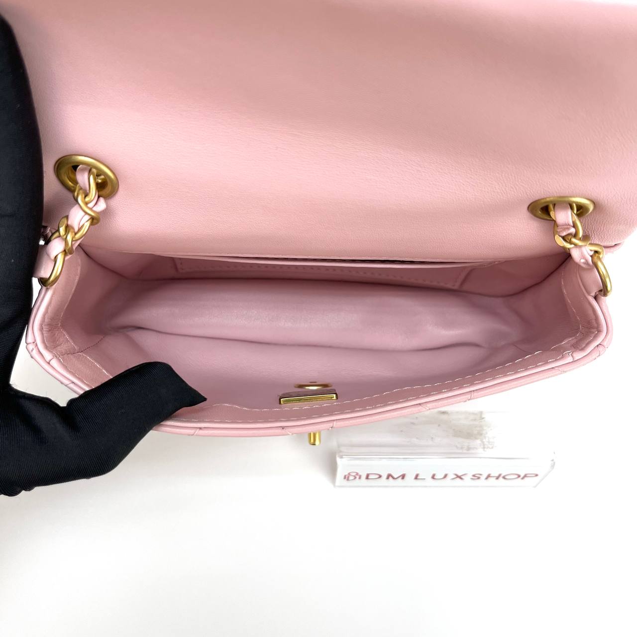 Chanel 22B Heart Charm Chain Pink Mini Rectangular GHW (Microchip)