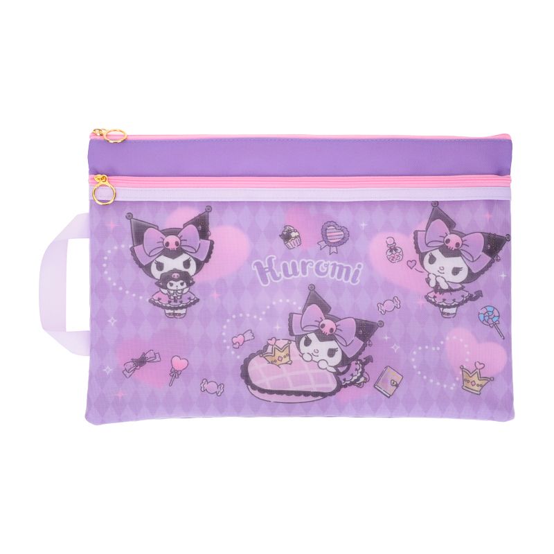 Kuromi F4 Double Zipper Fabric Document Bag 雙拉鍊布文件袋連手挽