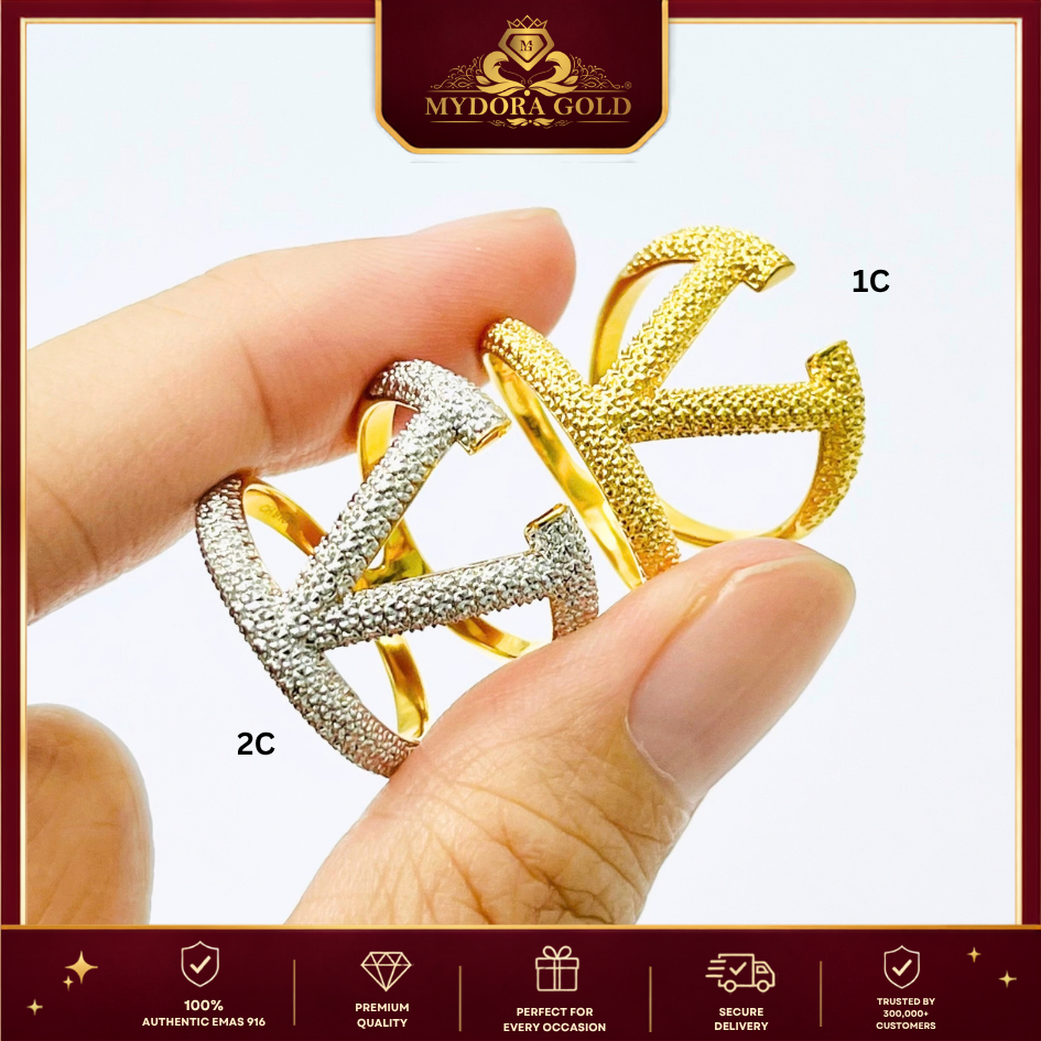 MYDORA EMAS 916 Cincin V Diamond-Cut (5G) l EMAS 916/22K