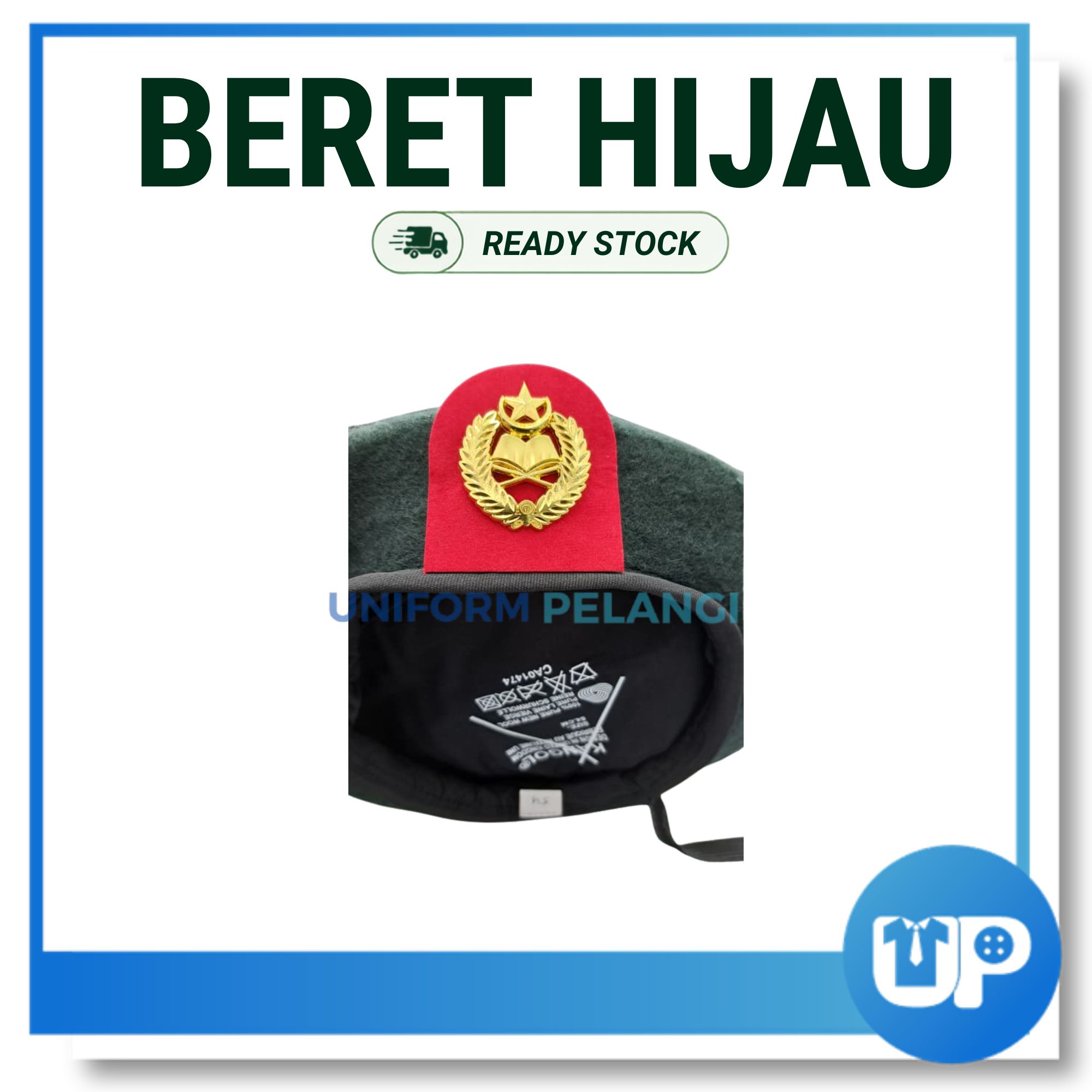KANGOL Beret Hijau Sekolah Kokurikulum Beruniform Persatuan 100% Wool Brand Kangol