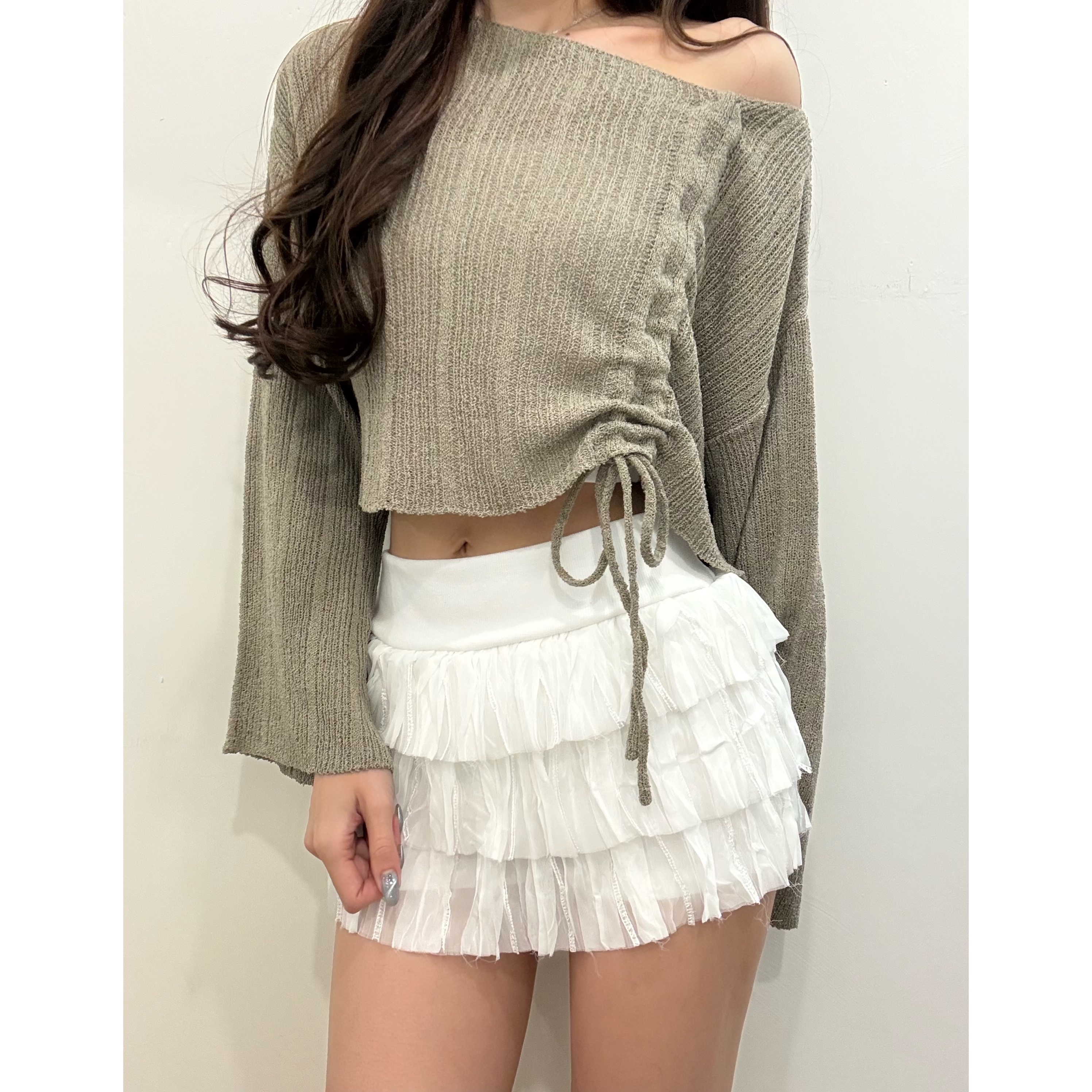 新品價5月22截💙2605T《DRAWSTRING KNIT CROP》