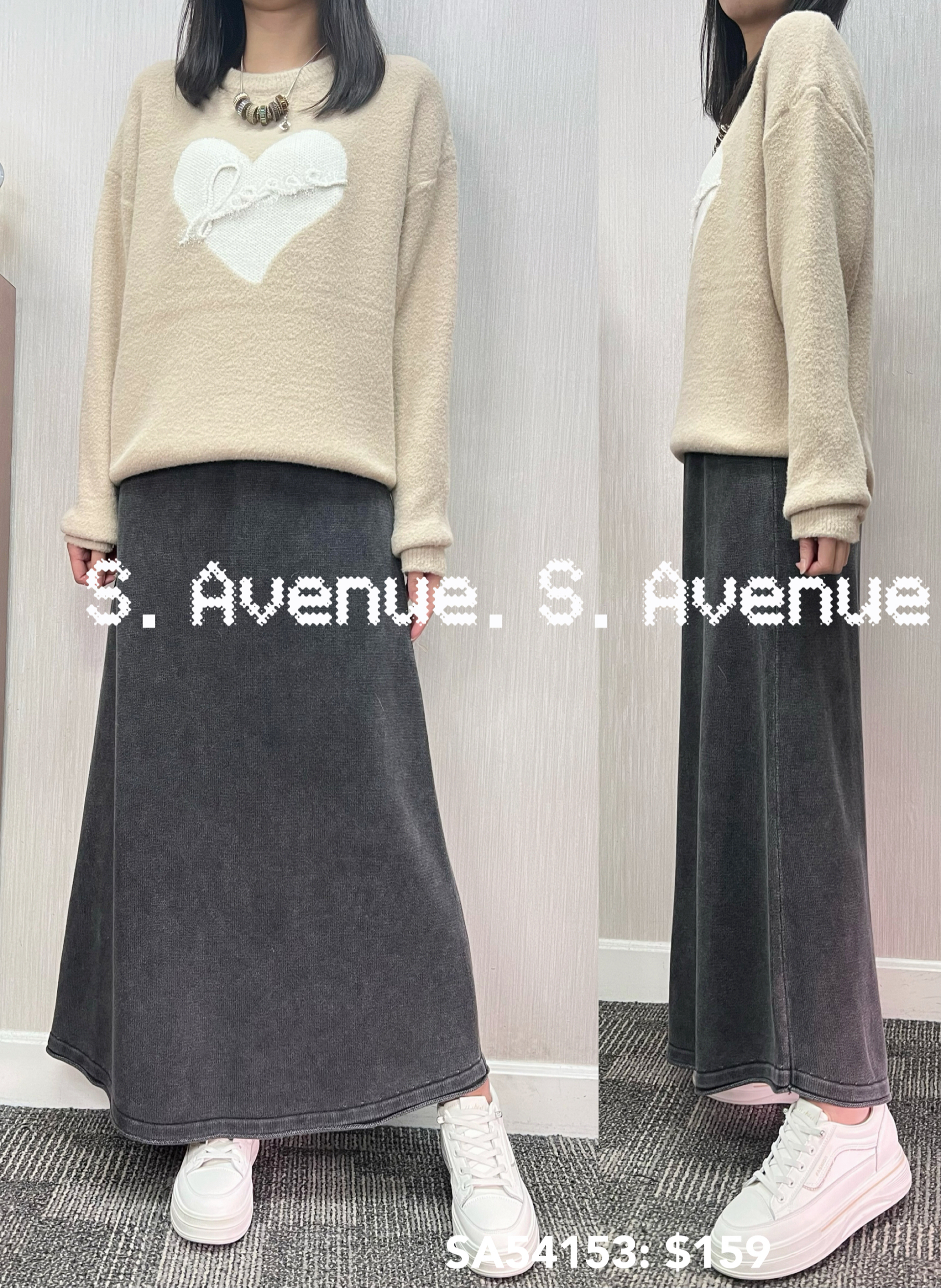 SA54153: 長袖心心圖毛軟冷top