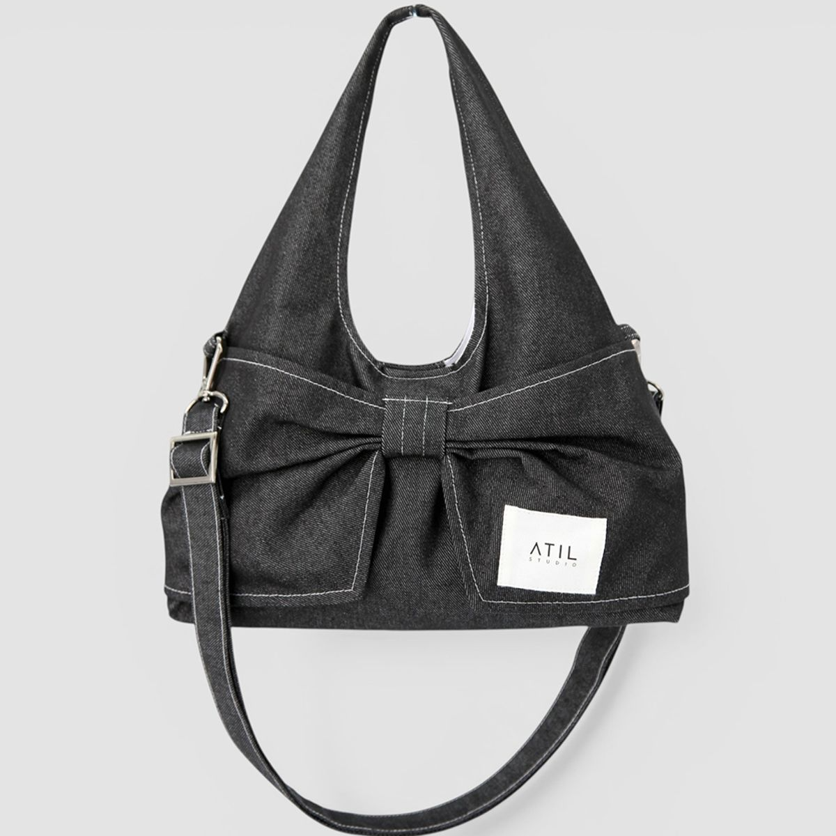 [ATIL Studio] Denim Dewy Mini Ribbon Tote & Cross Body Bag (2色)