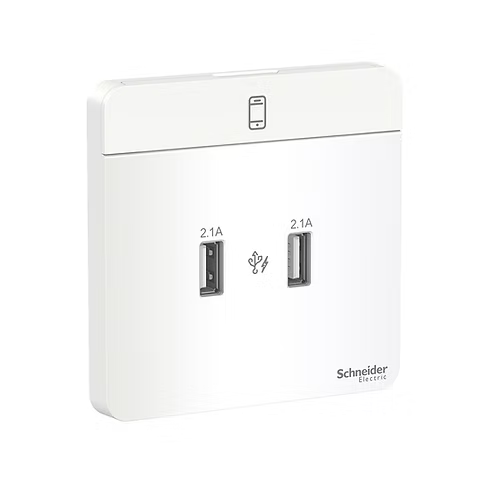 施耐德 AvatarOn 白 2位2.1A USB充電 插座