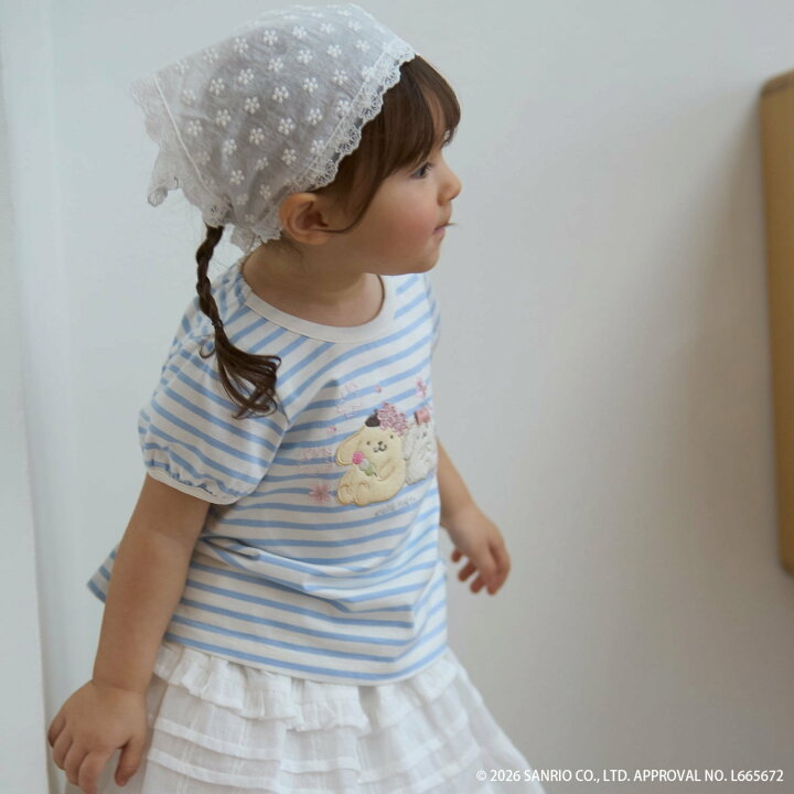 🇯🇵預訂 日本直送🇯🇵Petit Main x Sanrio系列三色人物賞櫻刺繡貼花短袖上衣