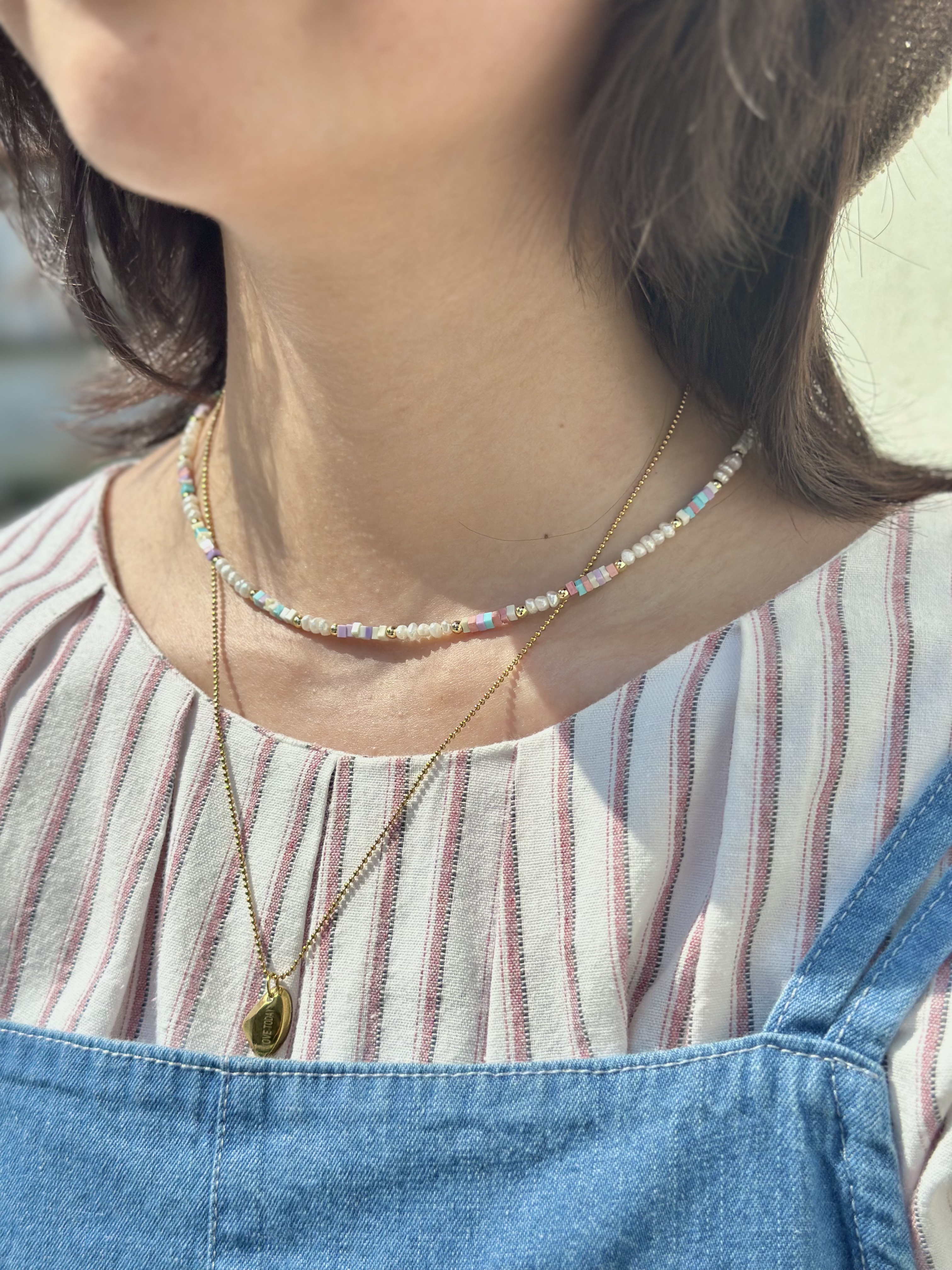 Colourful block stainless necklace