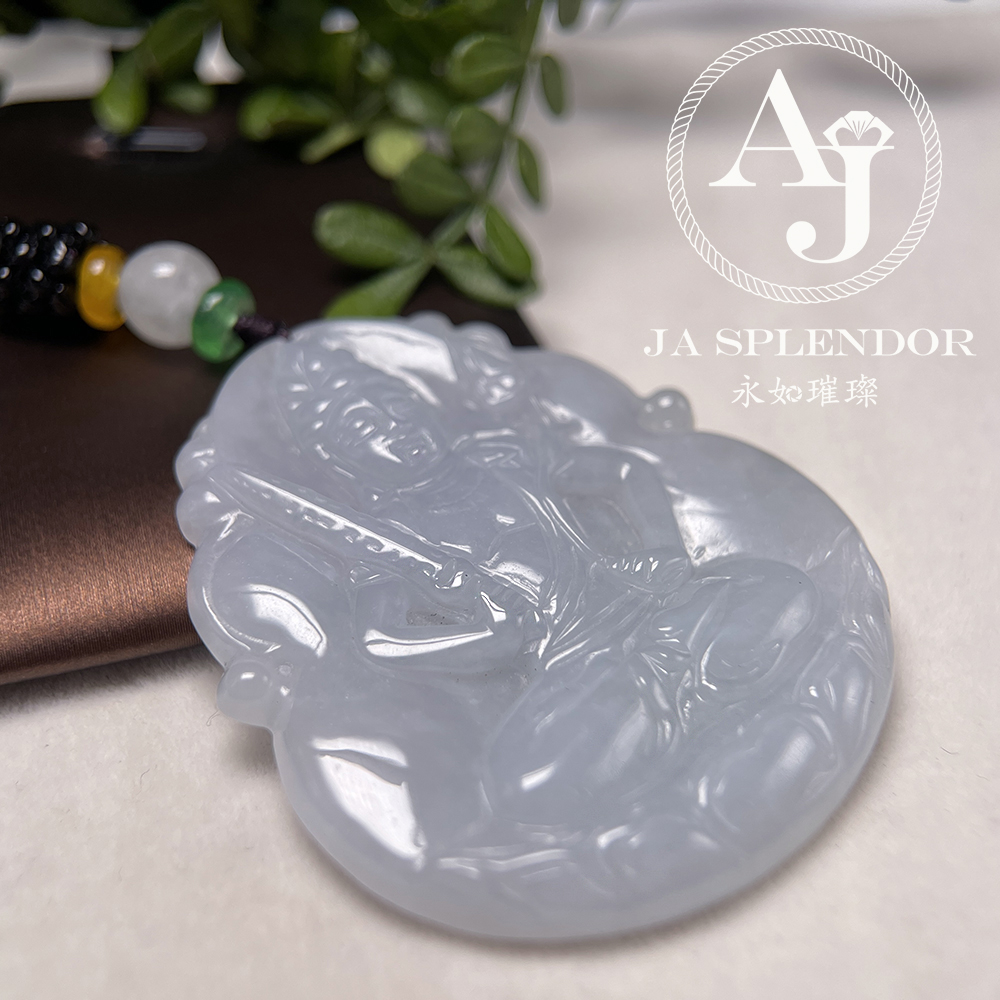 JN-843 天然翡翠A玉 糯冰白翡虛空藏菩薩-屬牛、虎本命年菩薩