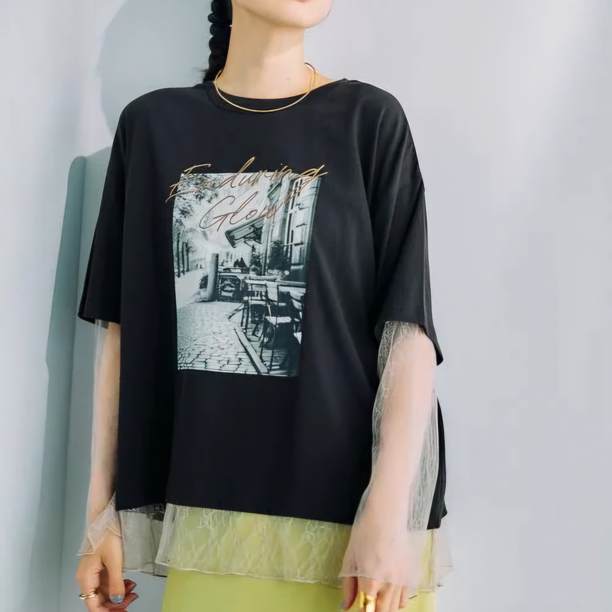 【✨️日本🇯🇵 pre-order 薄紗lace tee✨️】 【共4色 | Free Size | 粉藍/米白/深灰/黑色】【註：深灰 | 日本6月下旬出貨】