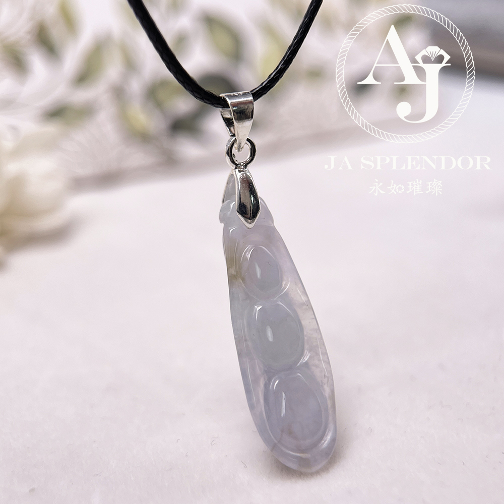 JN-1626 天然翡翠A玉 冰種紫玉四季平安福豆吊墜