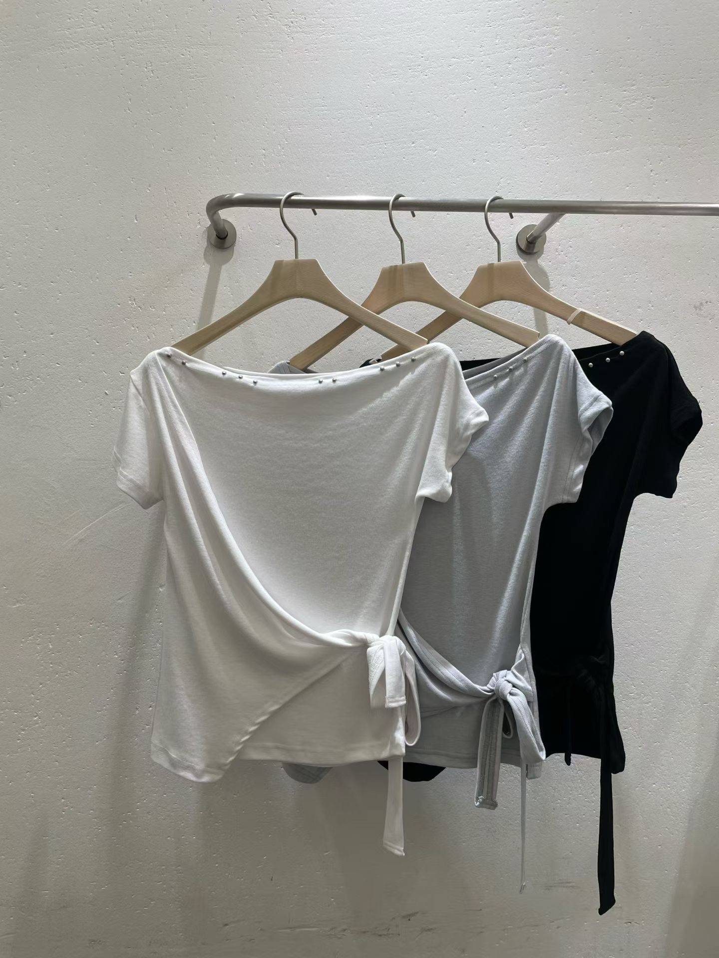 韓國靚料不規則腰前綁帶top