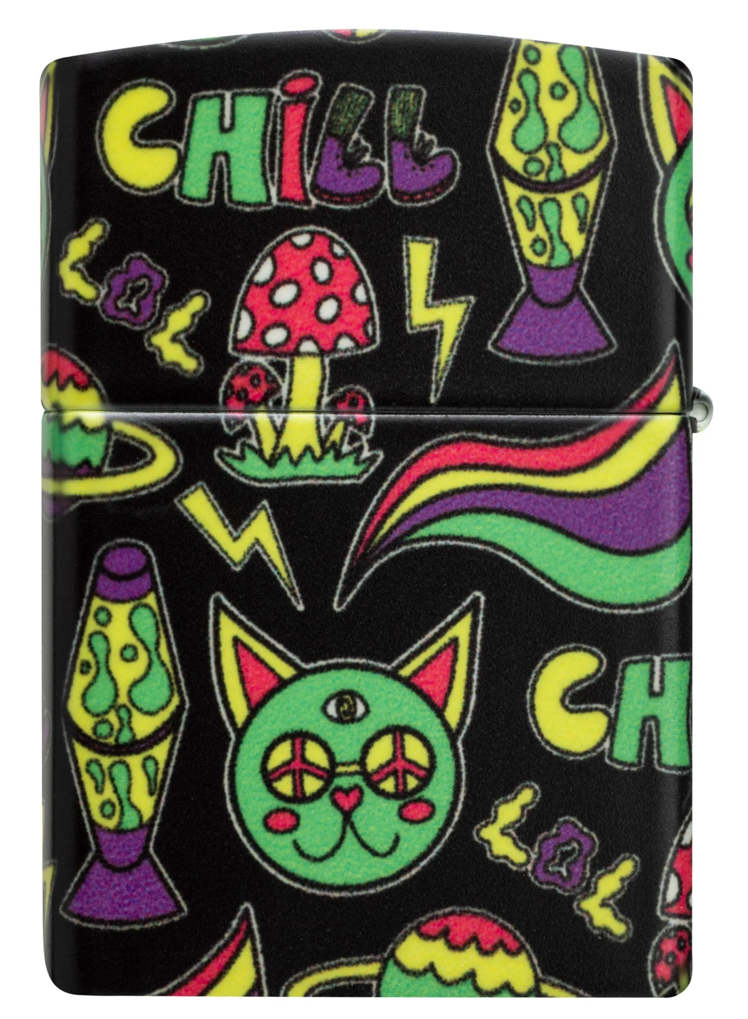 美國製造 | Zippo指定經銷商 Zippo 47114 發光 Chill 打火機 – 發光綠色迷幻融合 (熔岩與 groovy 圖案)  Glowing Chill Lighter Glow-in-the-Dark