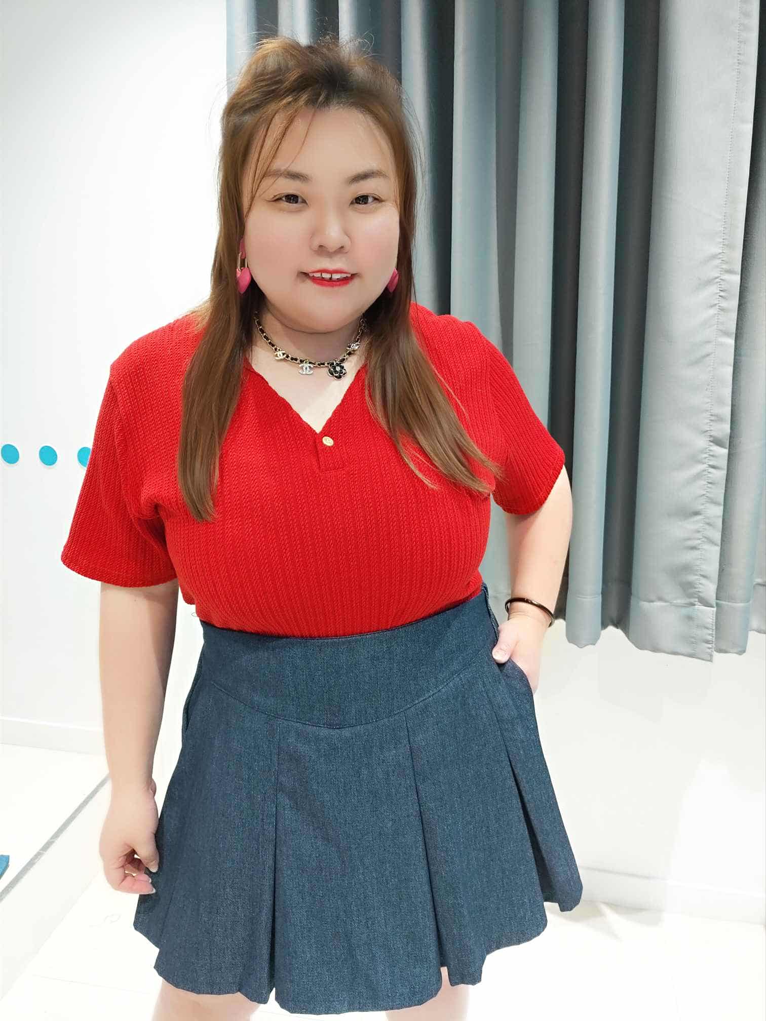 DSA08 裙摆百褶前裙后裤设计牛仔裤裙