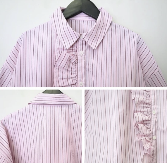 彩色條紋荷葉邊襯衫 - 2026 流行穿搭  長䄂襯衫 春夏時尚穿搭 柔軟舒適 日常穿搭 易於配搭 日本直送   #JP-I-260016