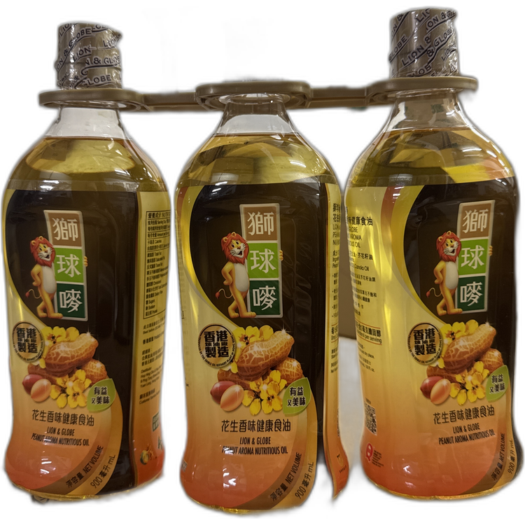 獅球嘜花生香味健康食油900mlX3