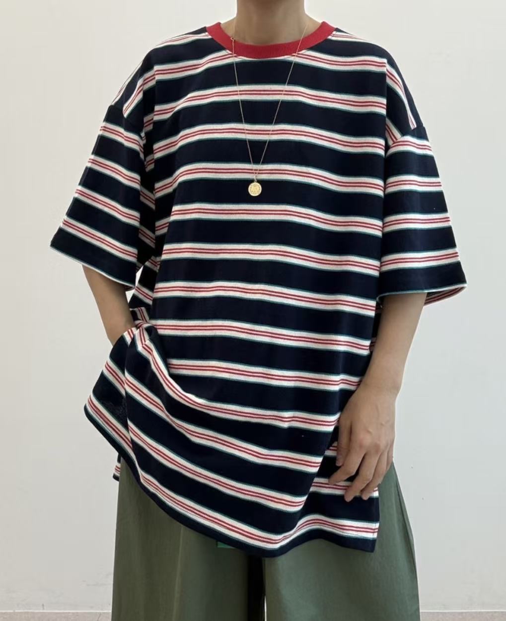 221427 拼色橫間Tee