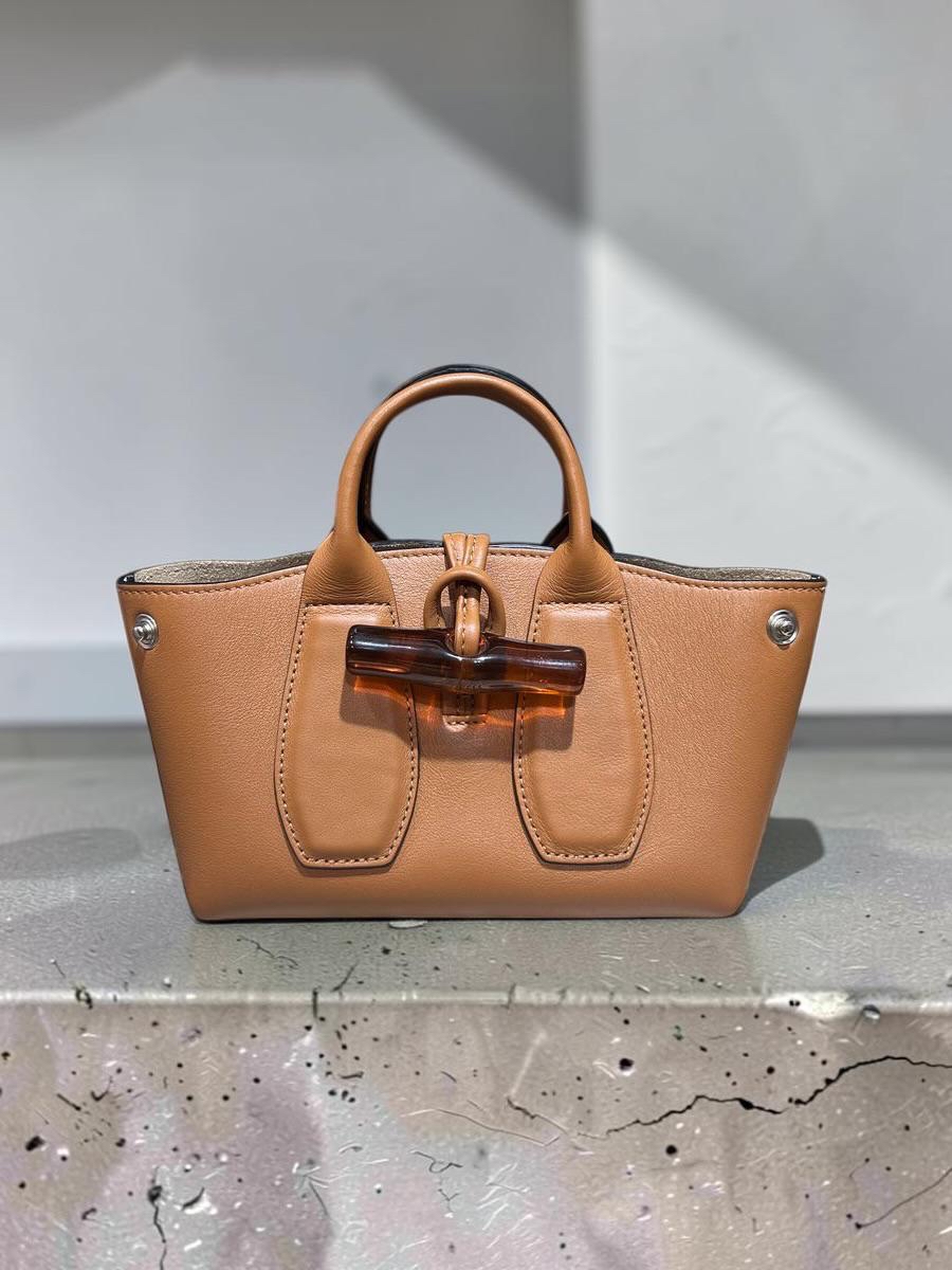LONGCHAMP Le Roseau Handbag calfskin Tan 100%Authentic, 98%New ✅Dust bag