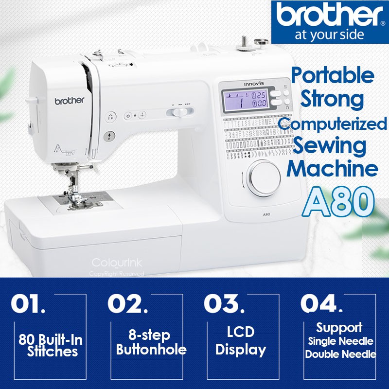 Brother Sewing Machine INNOV-IS A80 Computerized 8 Buttonhole Stitches 80 Built-in Stitches Mesin Jahit