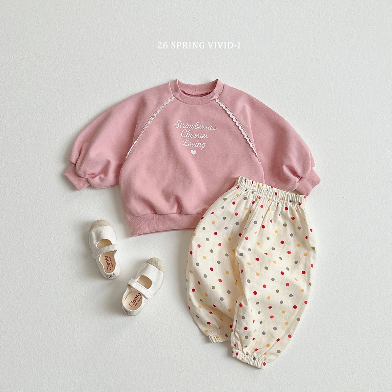 🌸預訂 韓國直送🌸🇰🇷VIVIDI三色英文印花蕾絲泡泡袖上下套裝