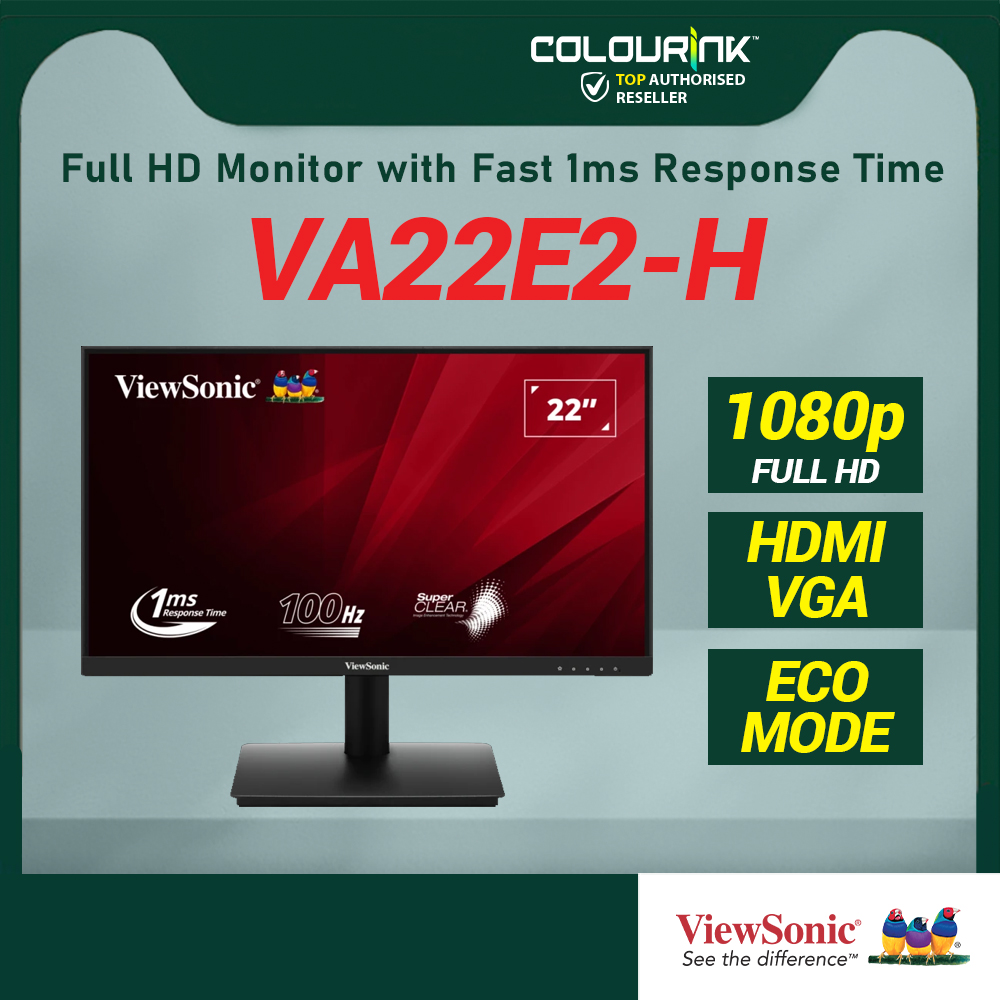 Viewsonic 22” VA22E2-H (100Hz) Full HD 1920X1080P VA LCD Monitor (Input: HDMI+ VGA,Vesa)