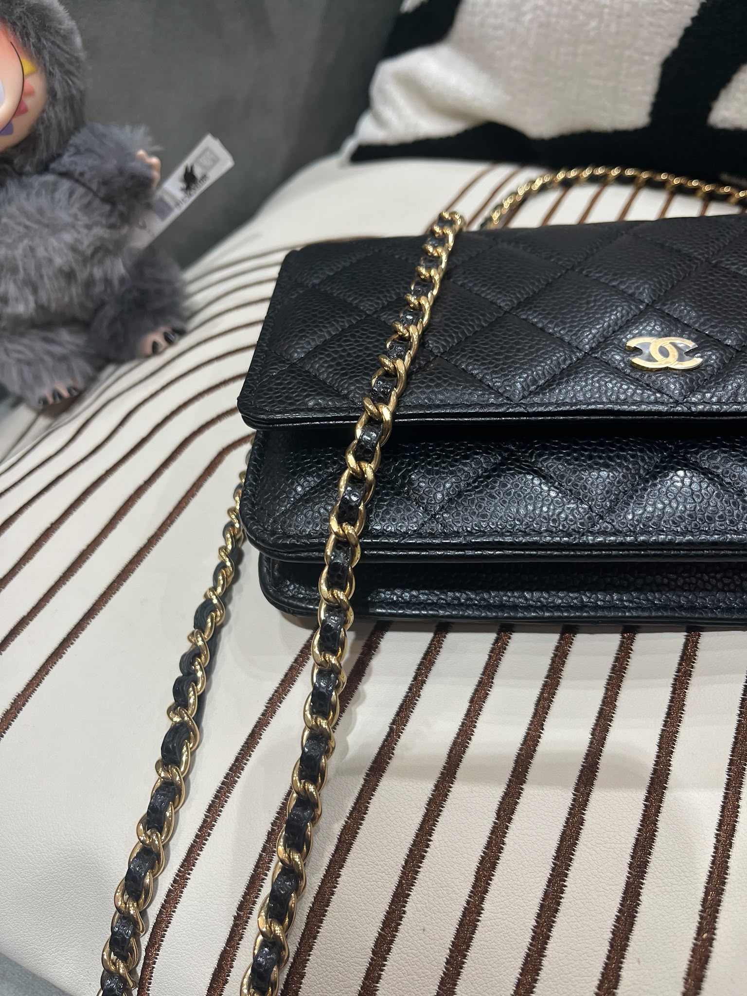 Chanel Wallet On Chain 黑色荔枝牛皮金鏈 100%Authentic, 99%New ✅晶片 ✅Dust bag ✅Box