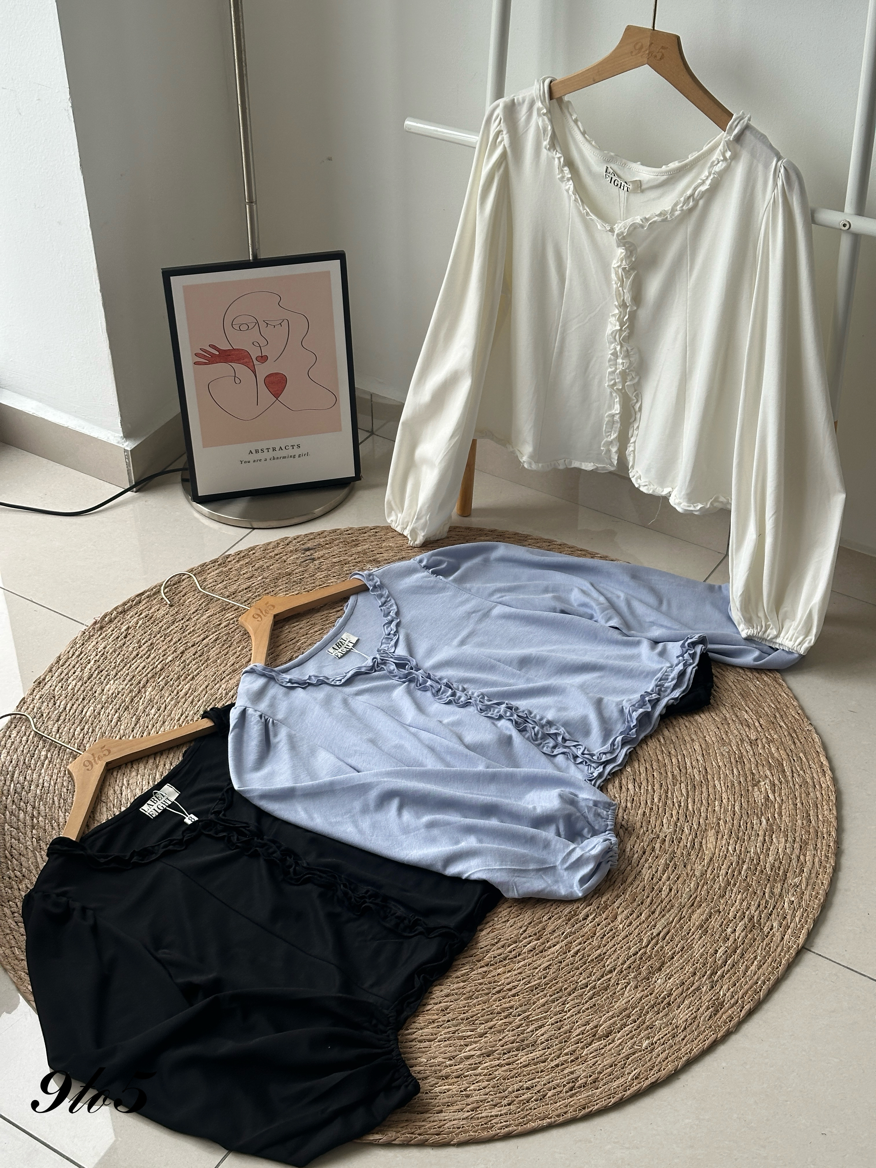 T4114 Long Sleeve Ruffle Blouse - 3 Colors 