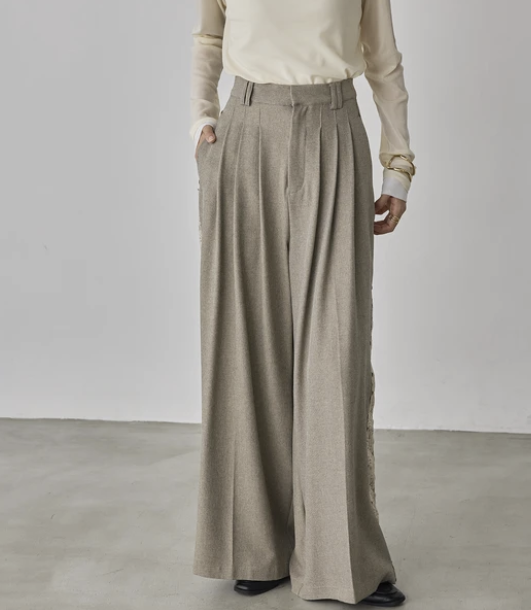 蕾絲寬褶褲 - 2026 流行穿搭  女士長褲 春夏時尚穿搭 柔軟舒適 成人休閒 日常穿搭 易於配搭 日本直送   #JP-I-260014