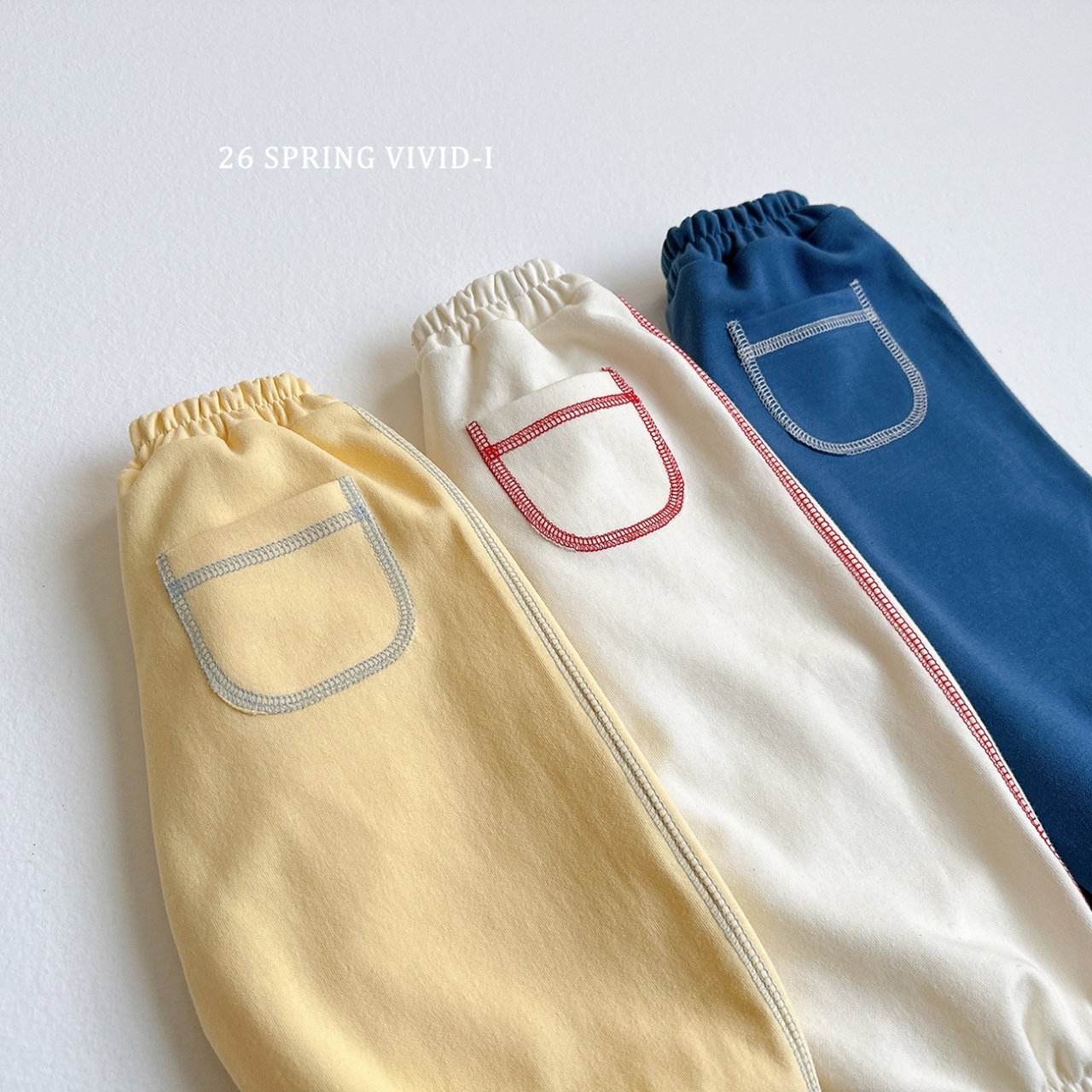 🌸預訂 韓國直送🌸🇰🇷VIVIDI三色撞色縫線口袋寬鬆束腳運動褲