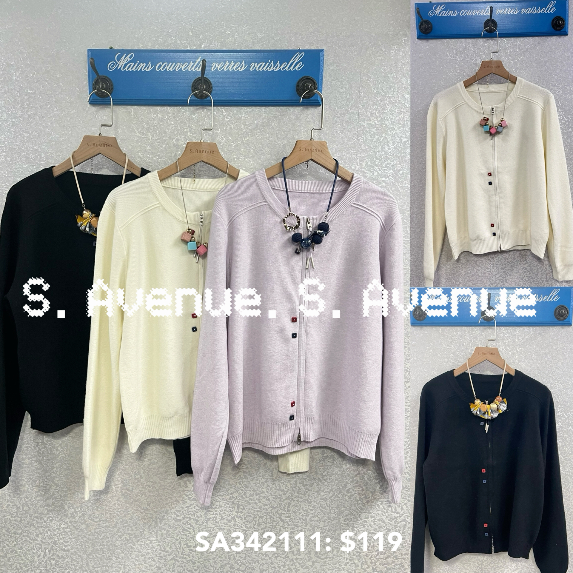 SA342111: 長袖彩鈕拉錬軟冷兩著外套