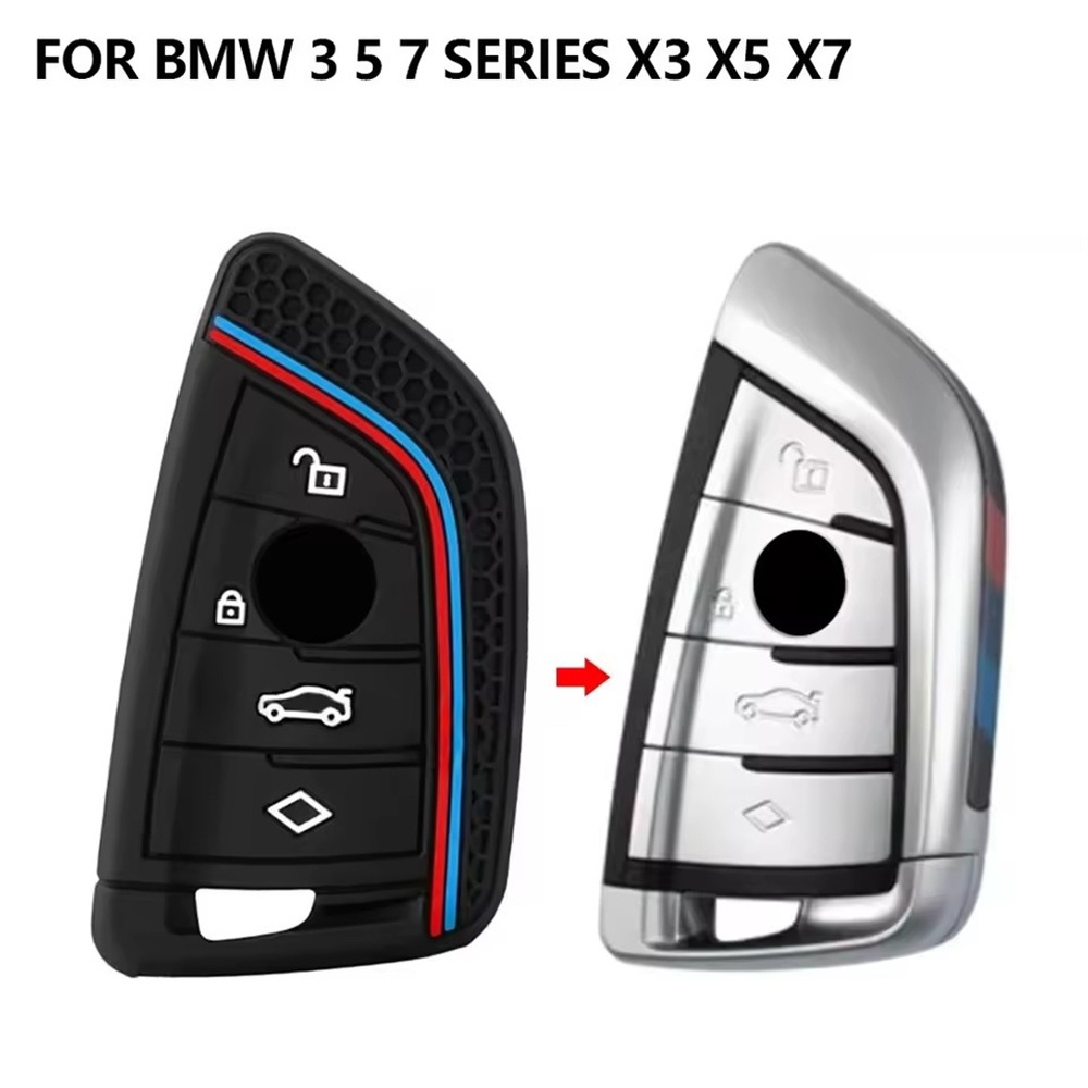 適用於寶馬1 2 3 5 7系硅膠鑰匙套 4鍵黑 UA0543