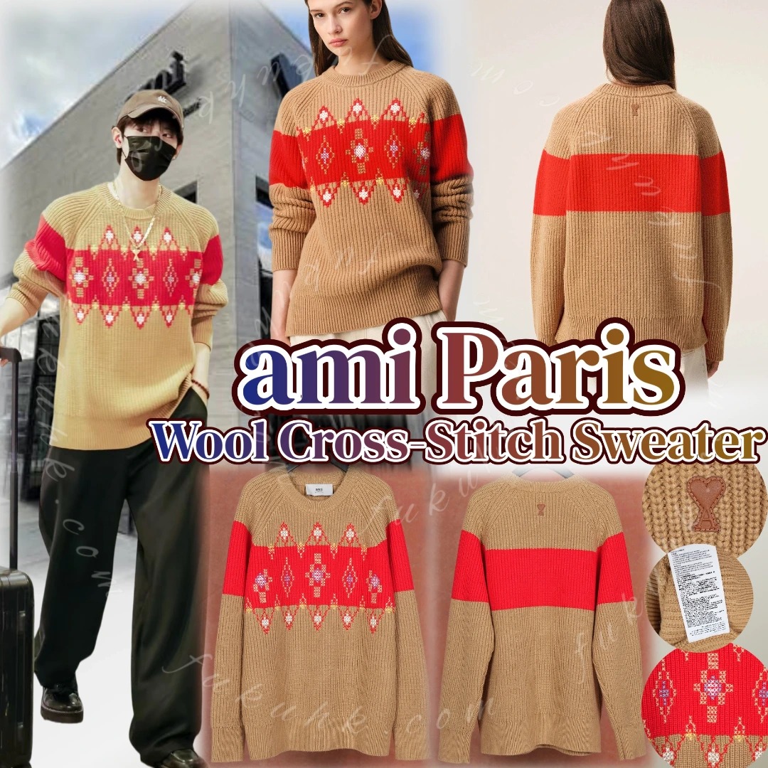 AMI Paris Wool Cross-Stitch Sweater 羊毛圓領針織冷衫