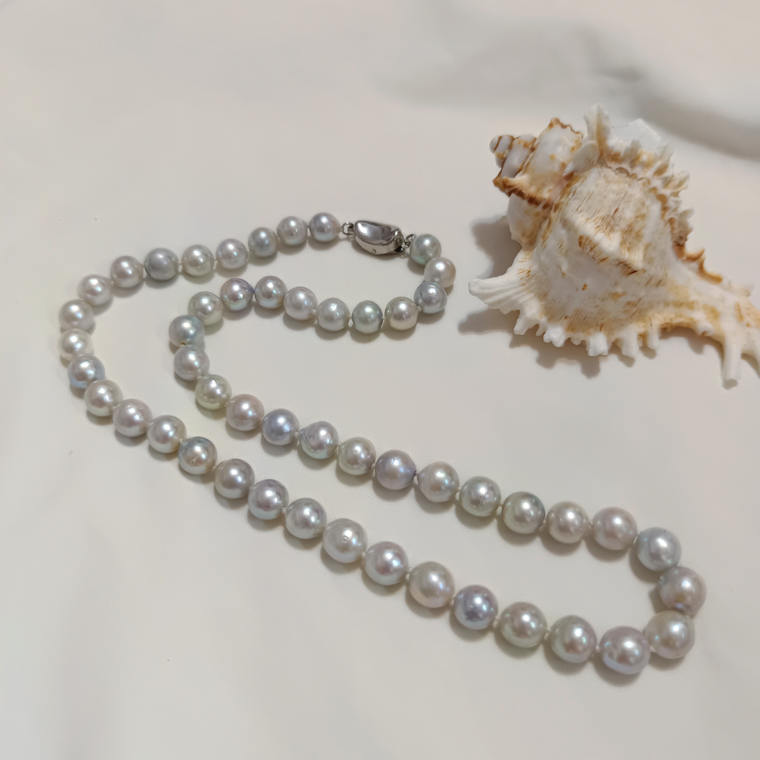 特價品‼️近正圓強光日本真多麻海水珍珠s925銀扣素鍊