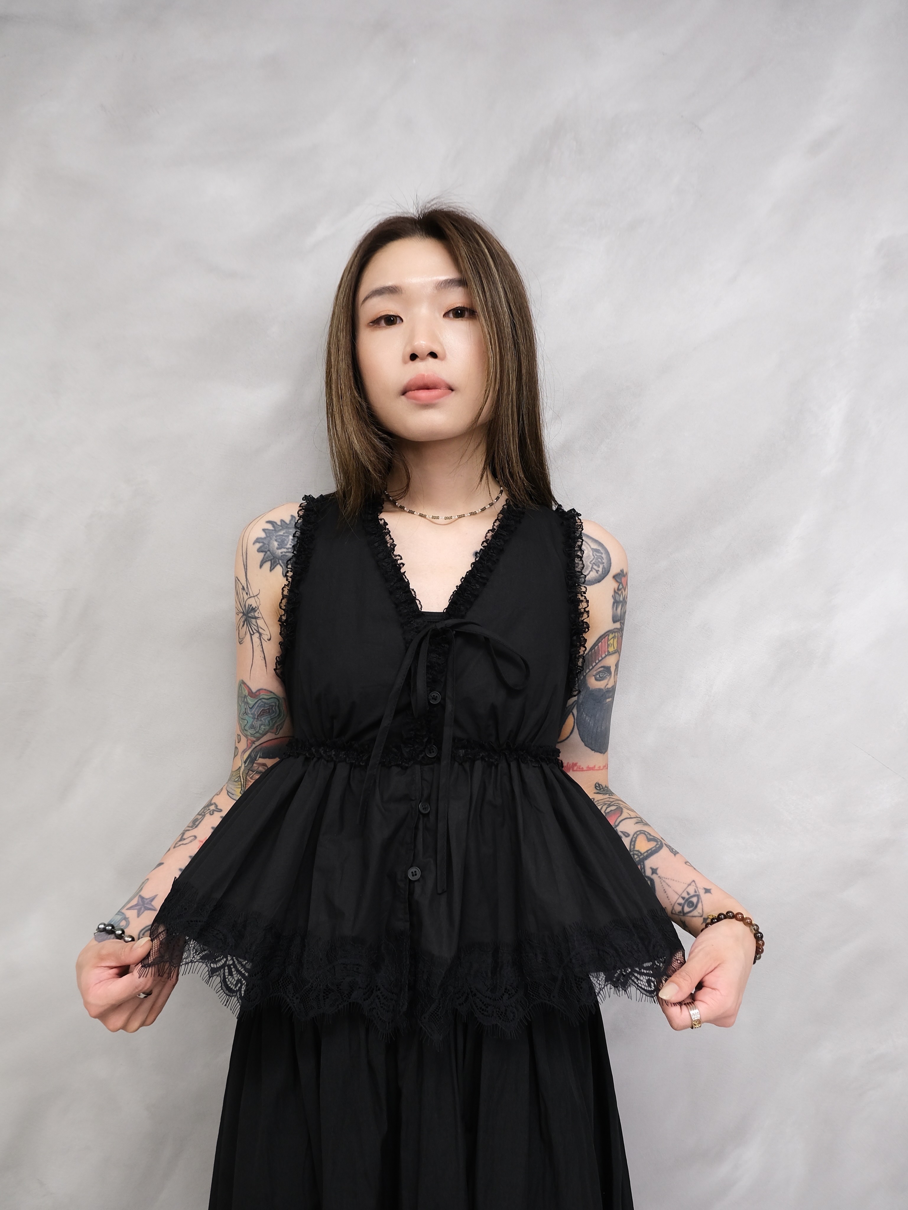 Lace ruffle blouse #top145