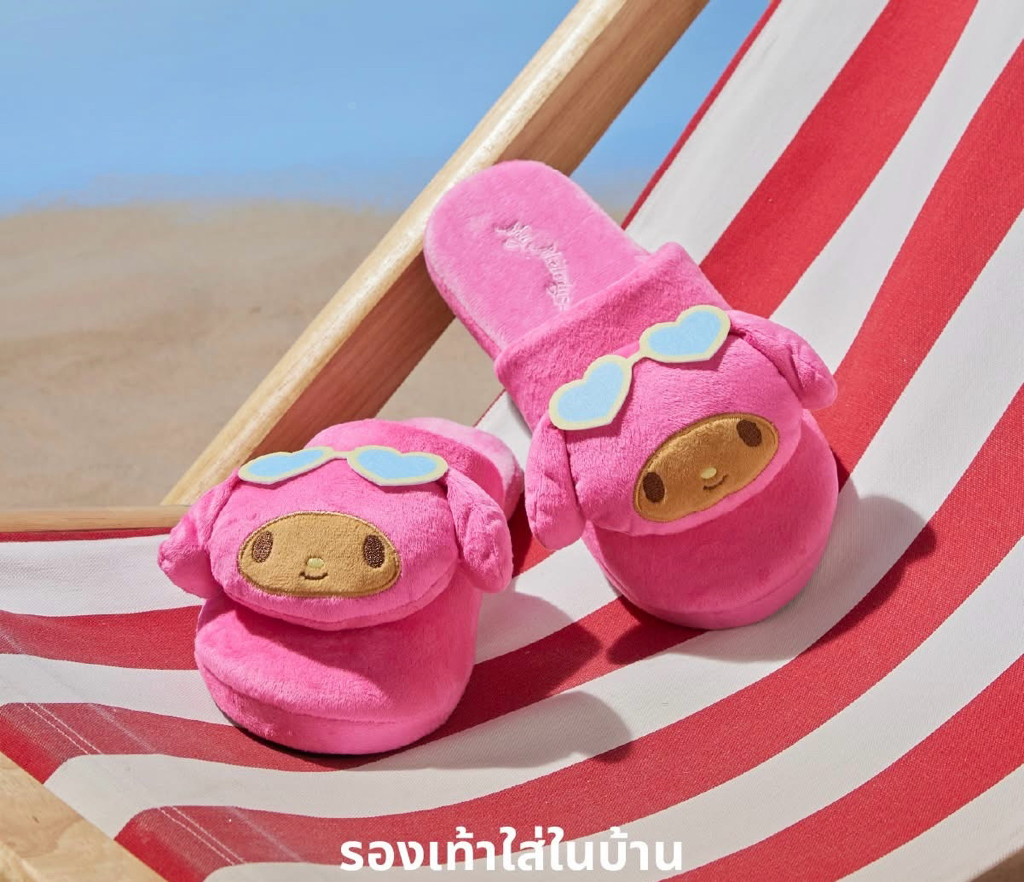泰國限定 Sanrio 曬黑系列毛毛拖鞋