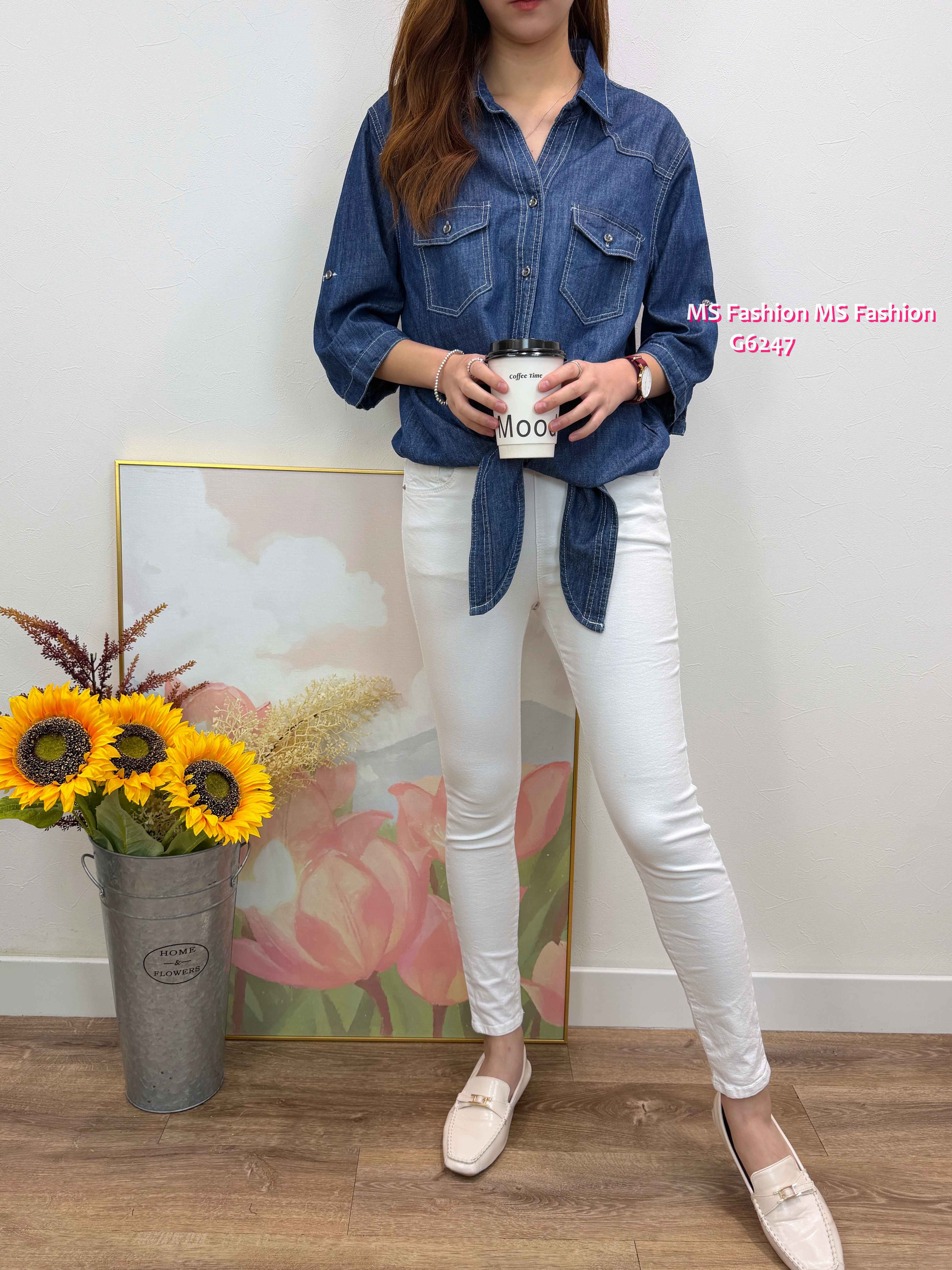 G6247 韓國🇰🇷中袖牛仔恤