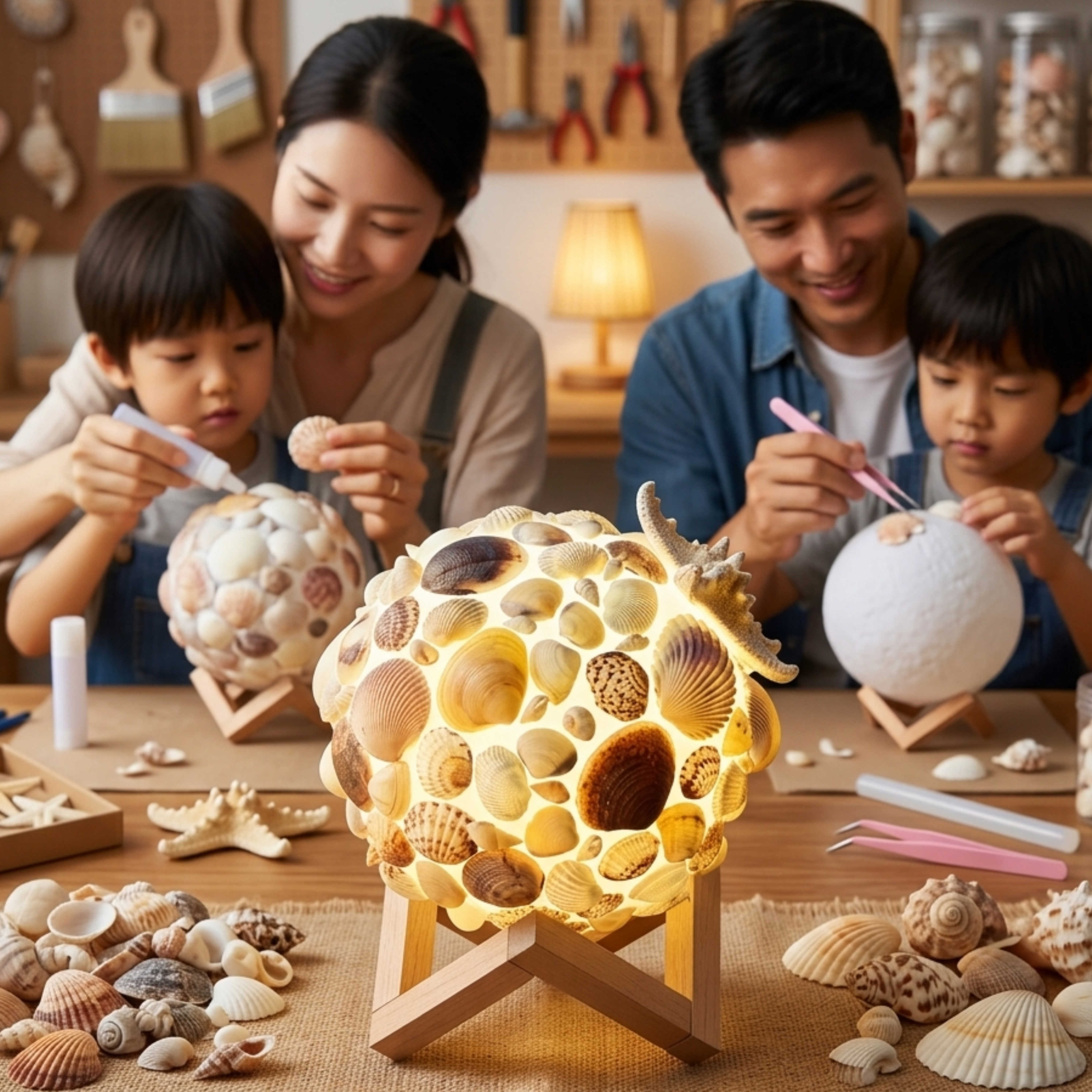 DIY貝殼星球燈材料包｜夢幻海洋夜燈｜可提供外展教學 🐚💡