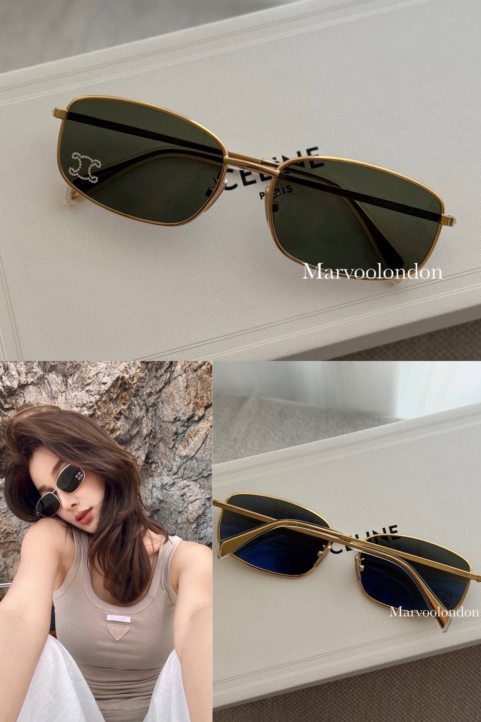 折扣✨訂貨📮Celine 閃石logo 金框太陽眼鏡可以影 OOTD ~ ✨