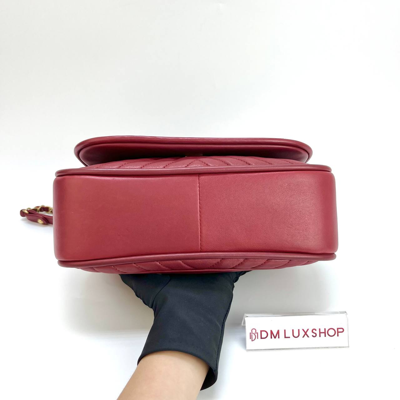 Chanel Chevron V-Stitch Top Handle Flap Bag Red GHW (Serial 24, Y: 2018)