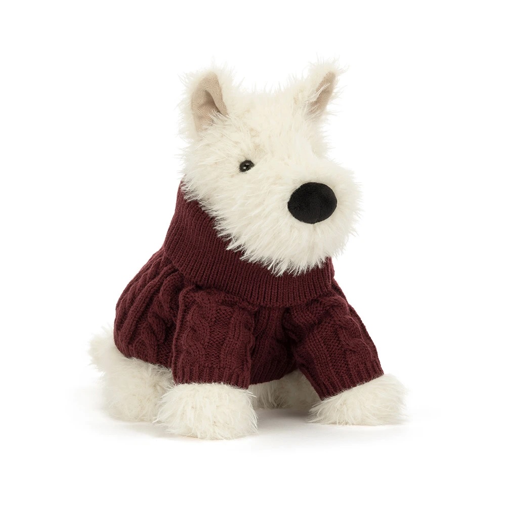 JELLYCAT Munro Scottie Dog 'Winter Jumper' H25cm
