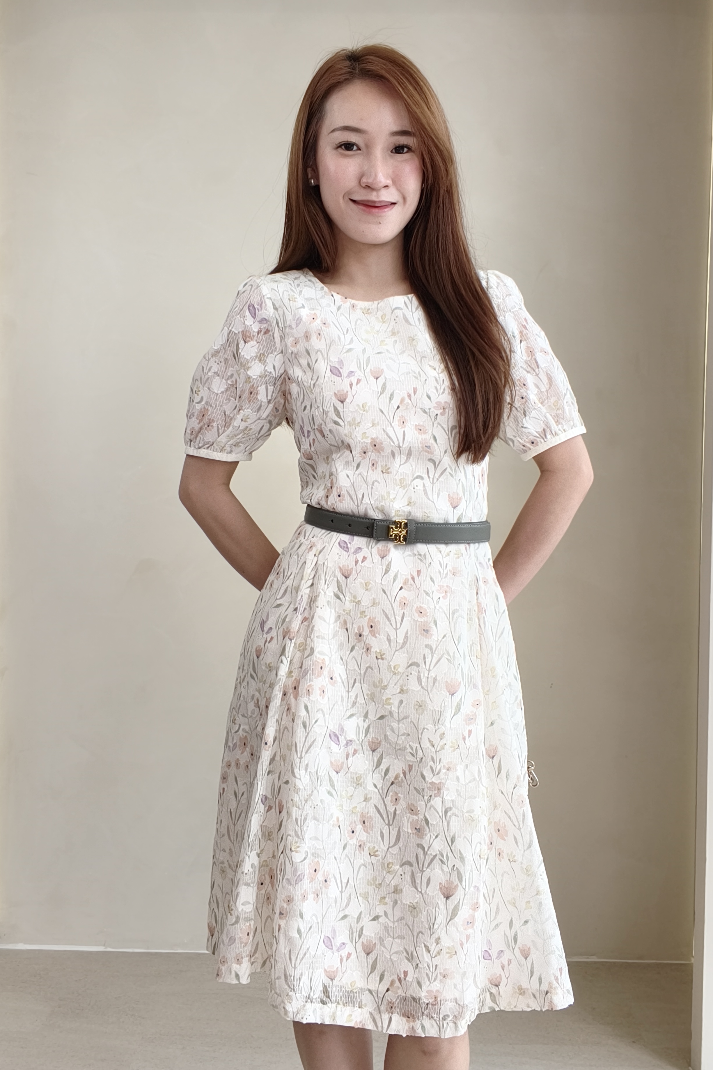 26019 Meadow Bloom Lace Midi Dress