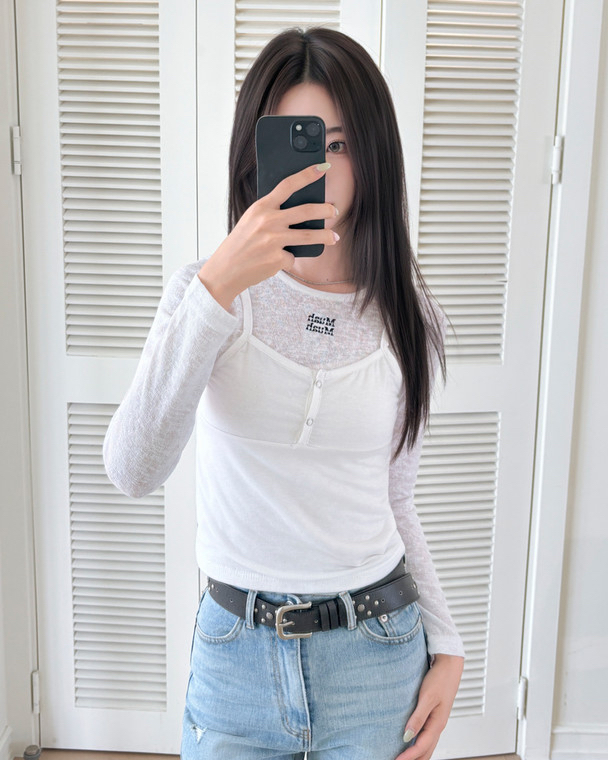 MuahMuah SEE THROUGH LAYERED KNIT LONG SLEEVE