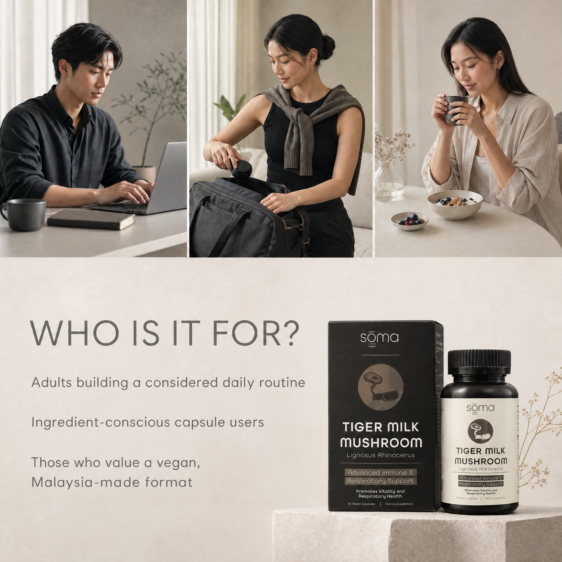 Soma Origins - Tiger Milk Mushroom Extract 虎乳芝 60粒膠囊 (Lignosus Rhinocerus) 