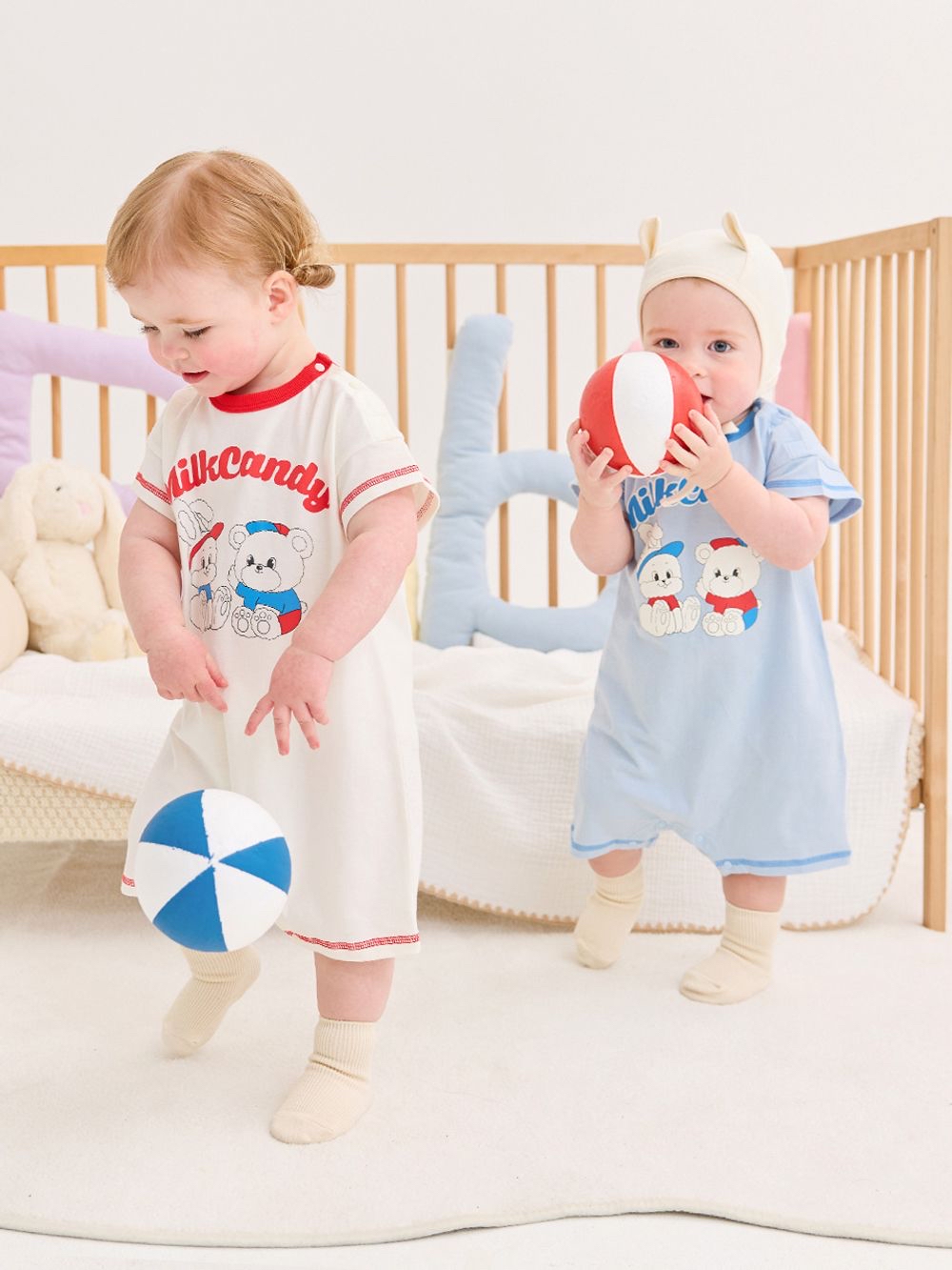 ☀️預訂 韓國直送☀️🇰🇷Milk Baby兩色可愛兔子小熊印花短袖連身衣