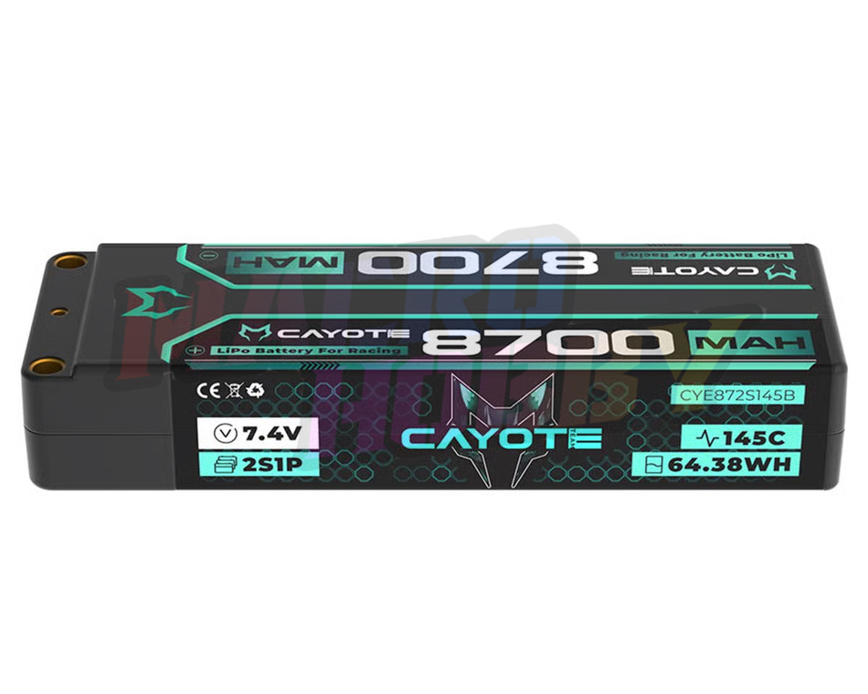 Cayote 2S 145C Stick LiPo Battery (7.4V/8700mAh) w/5mm Connectors CYE872S145B #610006