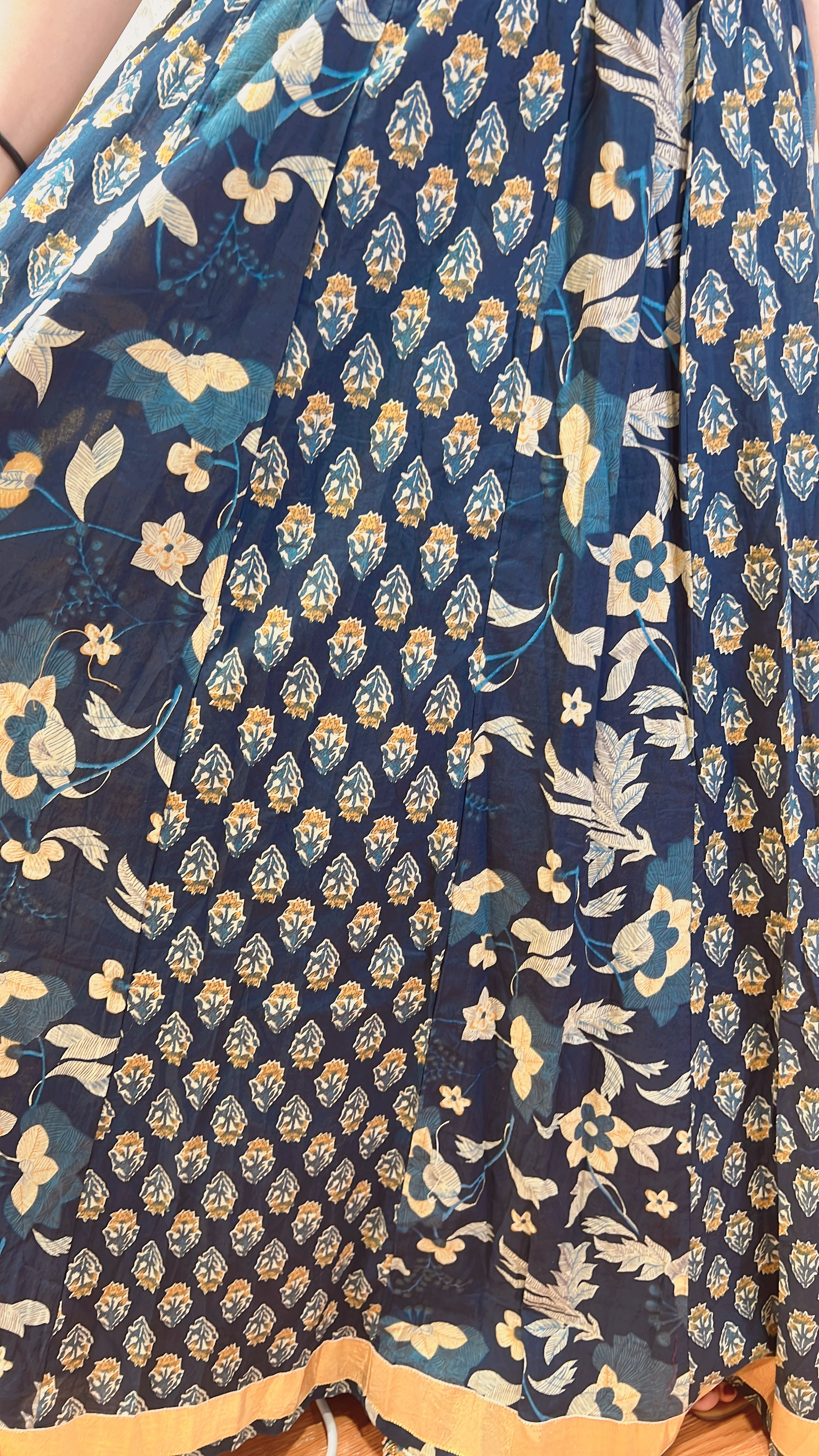 1974 Blue with Golden Edge 12-Cloth Patchwork Skirt 39"