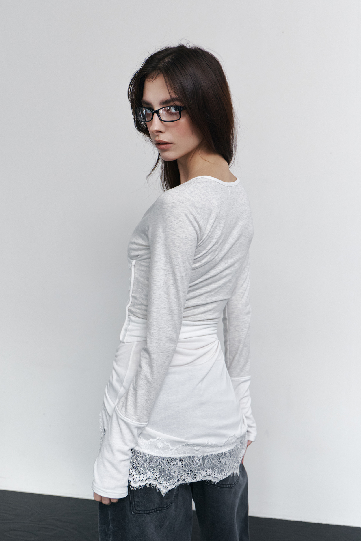 pleaseNOFOLLOW - Selena Button Wrap long sleeve Top (Oatmeal)