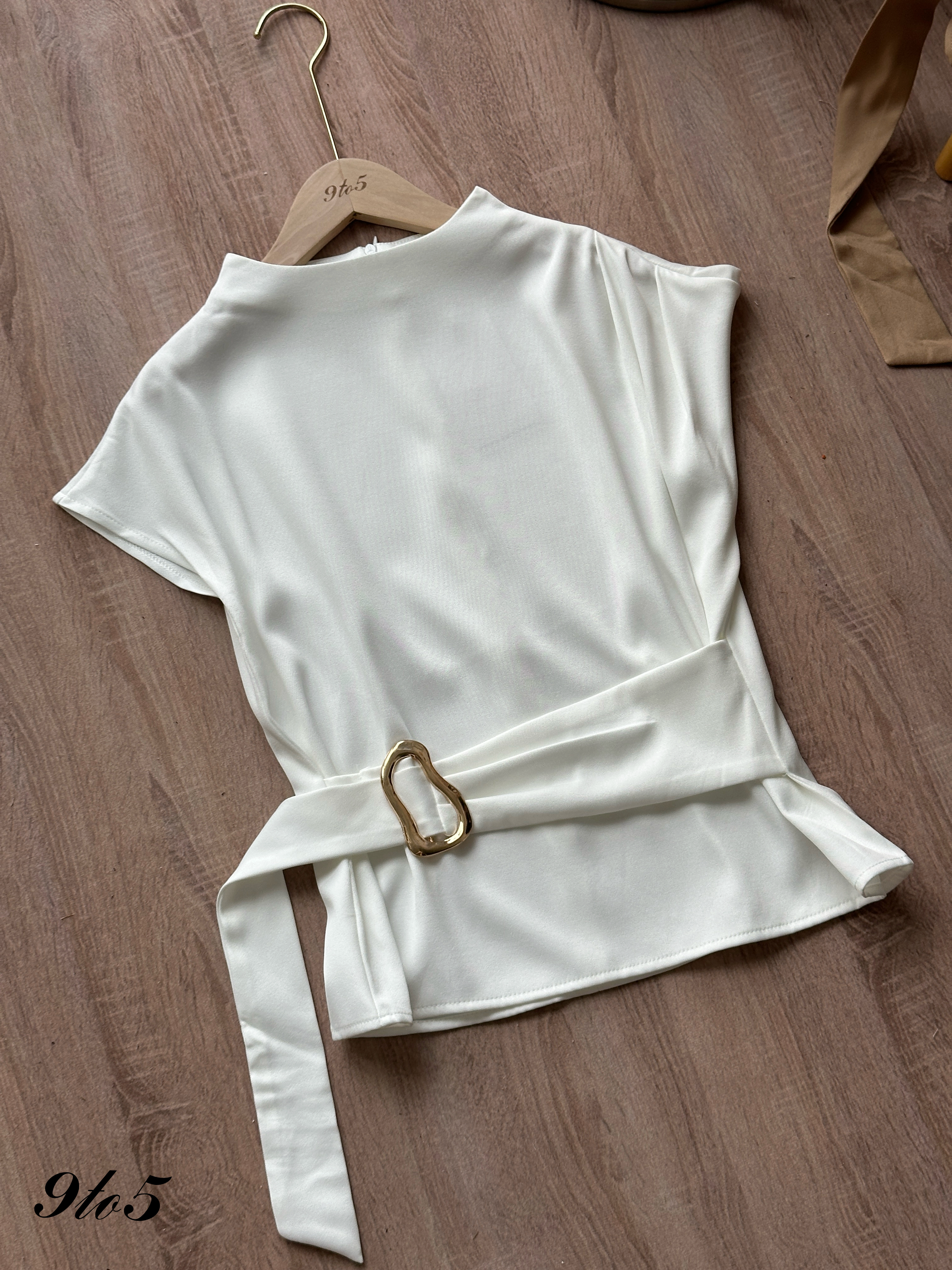 T4426 Mock Neck Tie-Waist Top - 3 Colors 