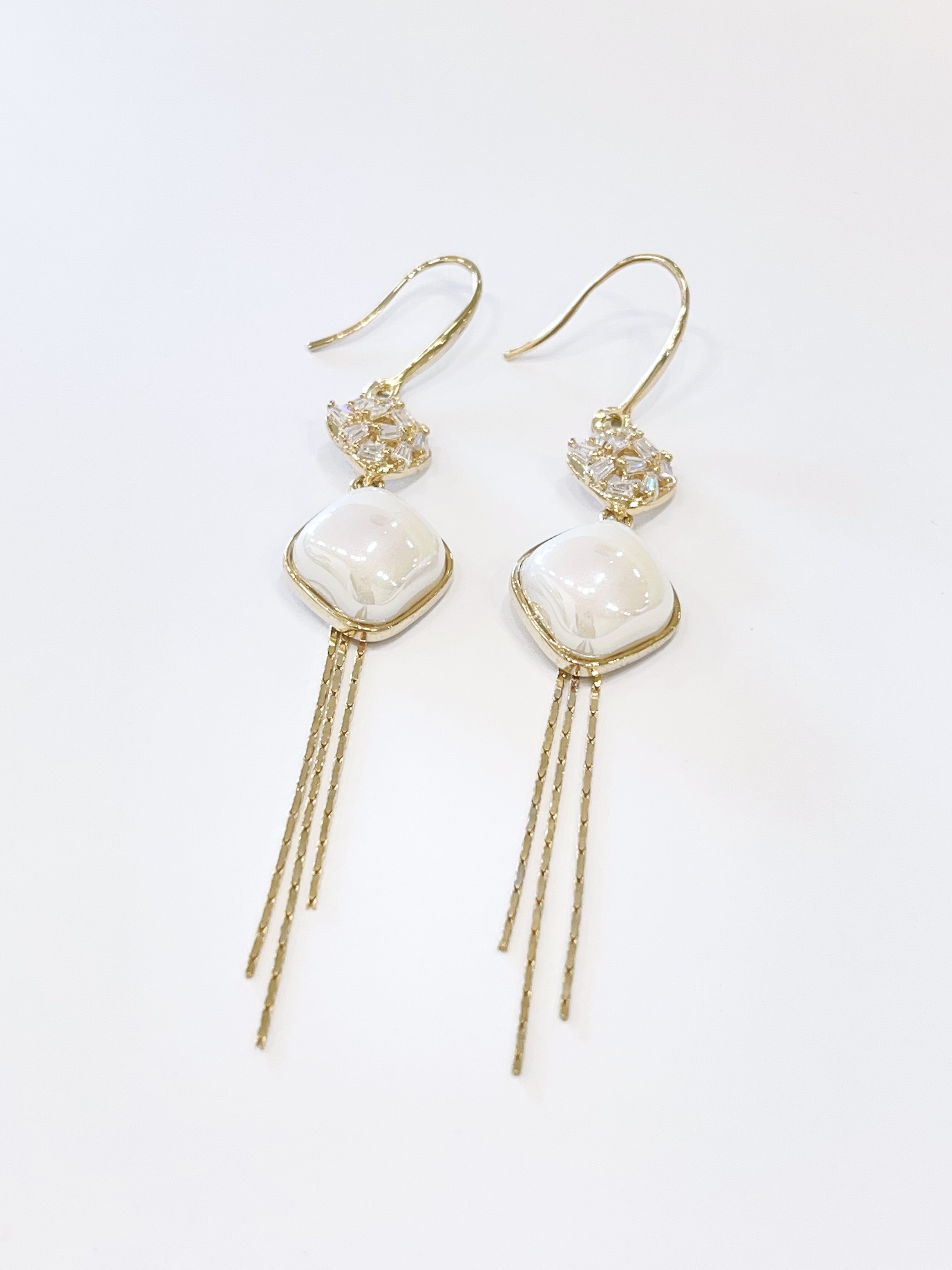 韩系小方块流苏耳环