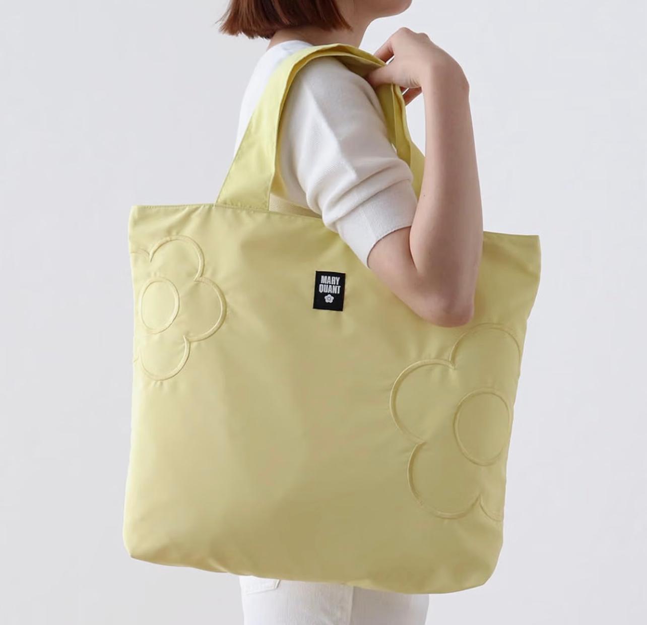 MARY QUANT 經典雛菊刺繡拉鍊摺疊環保袋（多色）