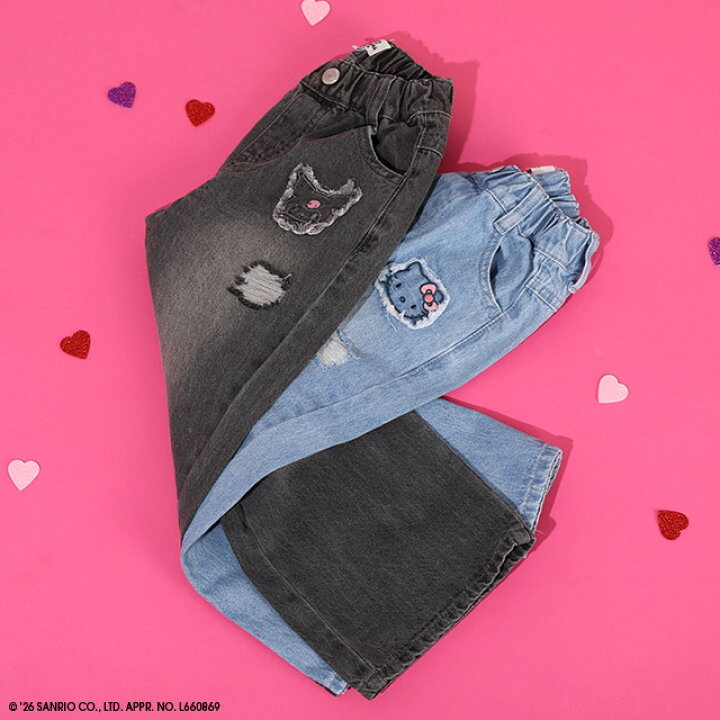 🇯🇵預訂 日本直送🇯🇵Babydoll x Sanrio系列兩色人物刺繡貼花闊腳牛仔褲