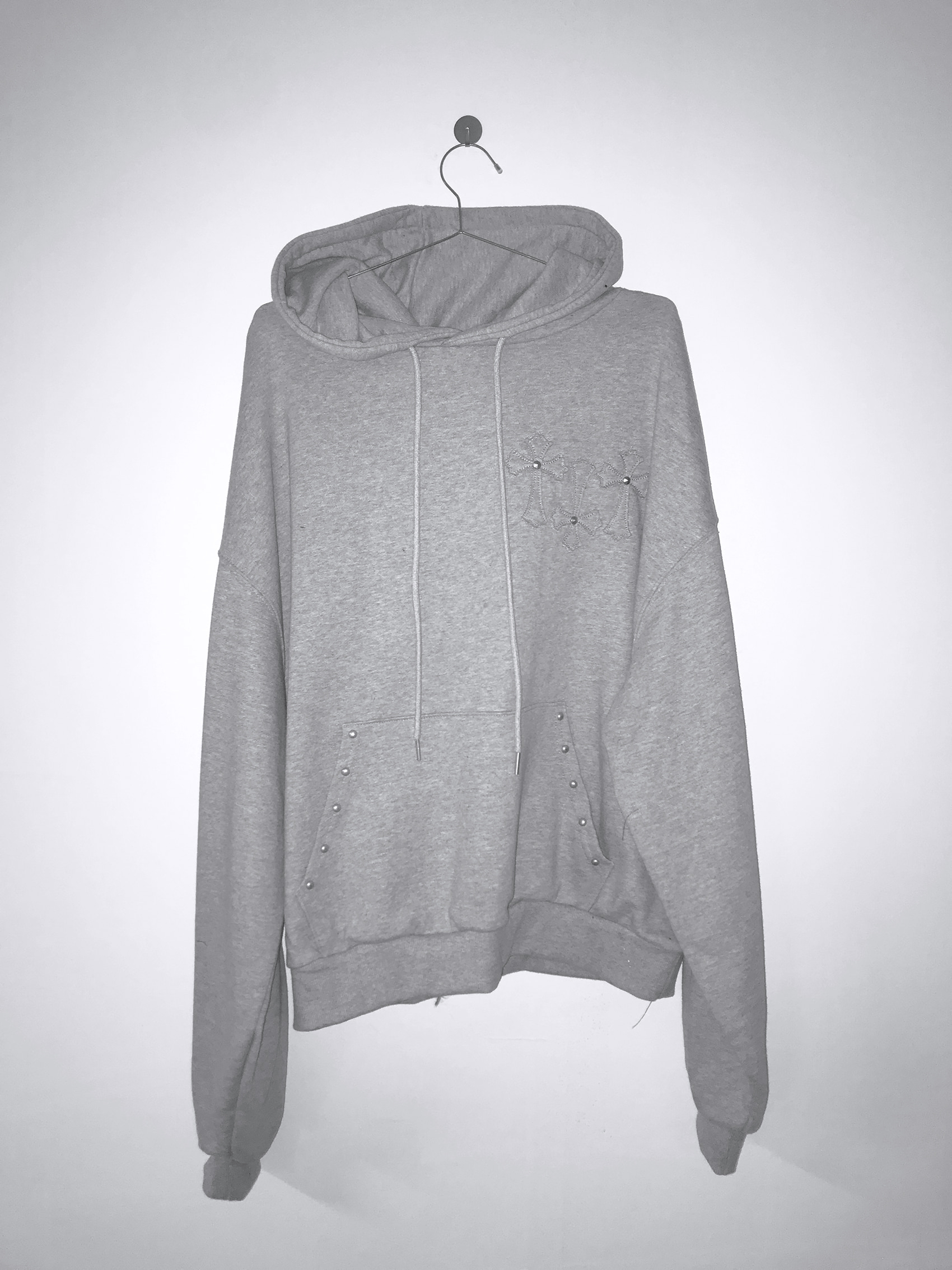 Studded Cross Patch Oversized Hoodie